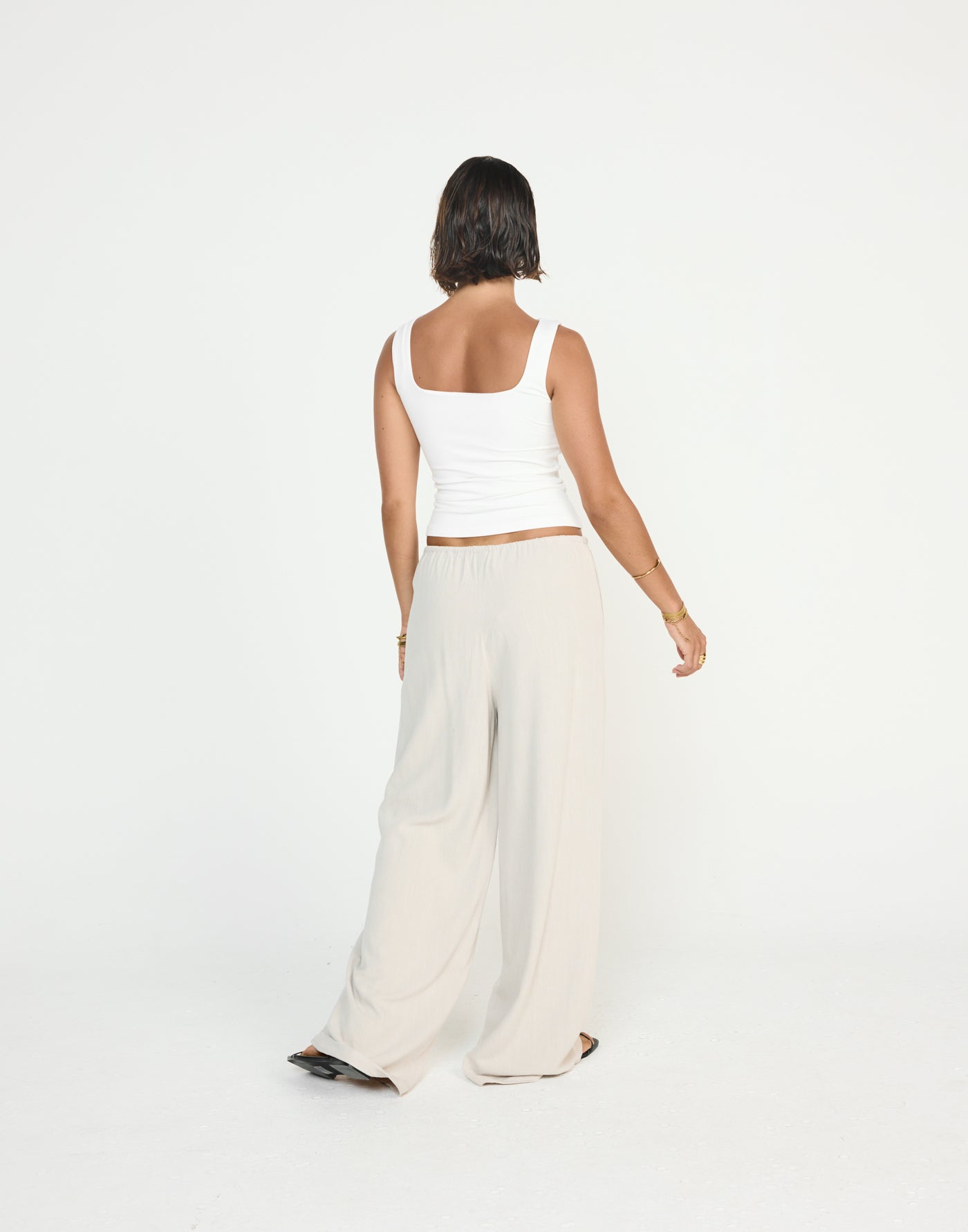 Cove Pants (Latte) - CHARCOAL EXCLUSIVE - Mid Rise Drawstring Linen Pants - Women's Pants - Charcoal Clothing