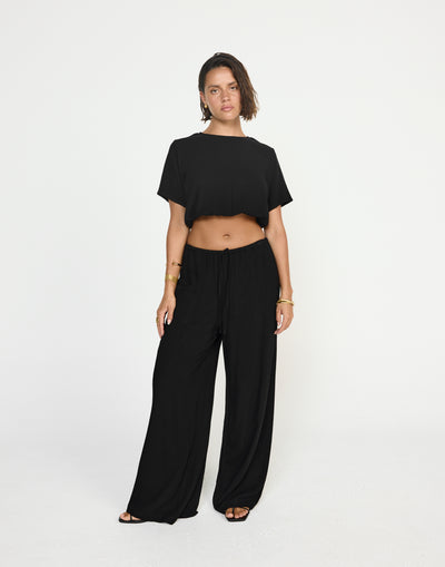 Fraser Top (Black) - CHARCOAL CLOTHING - T-shirt style elasticated hem top - Women's Top - Charcoal Clothing