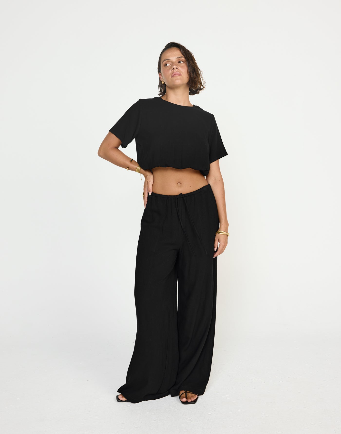 Fraser Top (Black) - CHARCOAL CLOTHING - T-shirt style elasticated hem top - Women's Top - Charcoal Clothing