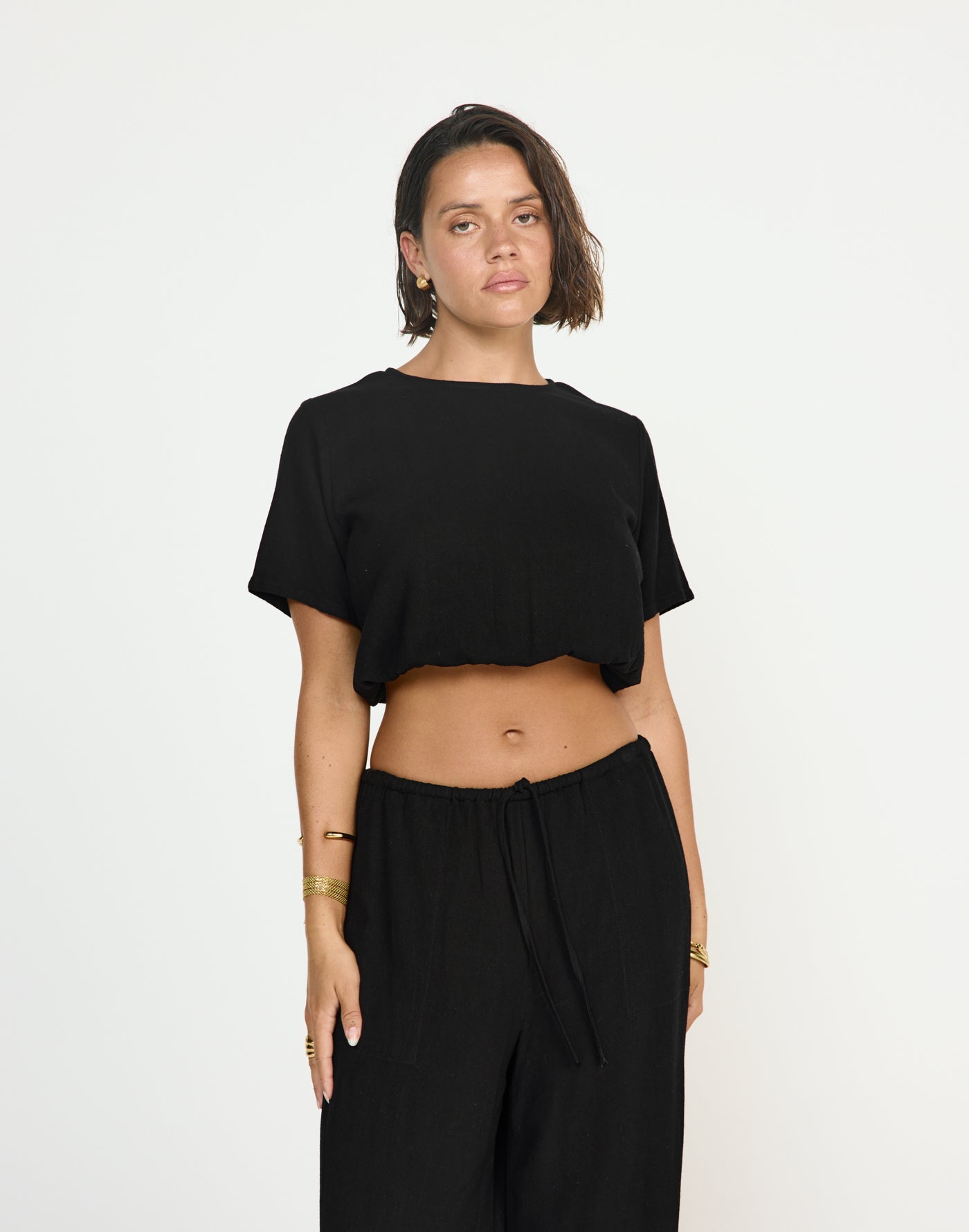 Fraser Top (Black) - CHARCOAL CLOTHING - T-shirt style elasticated hem top - Women's Top - Charcoal Clothing