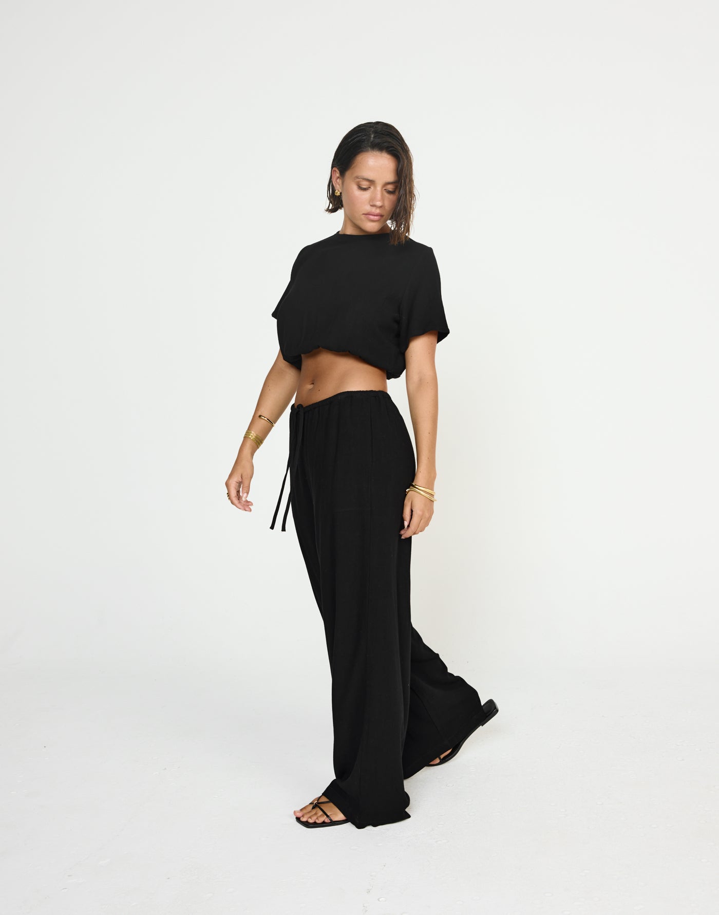 Fraser Top (Black) - CHARCOAL CLOTHING - T-shirt style elasticated hem top - Women's Top - Charcoal Clothing
