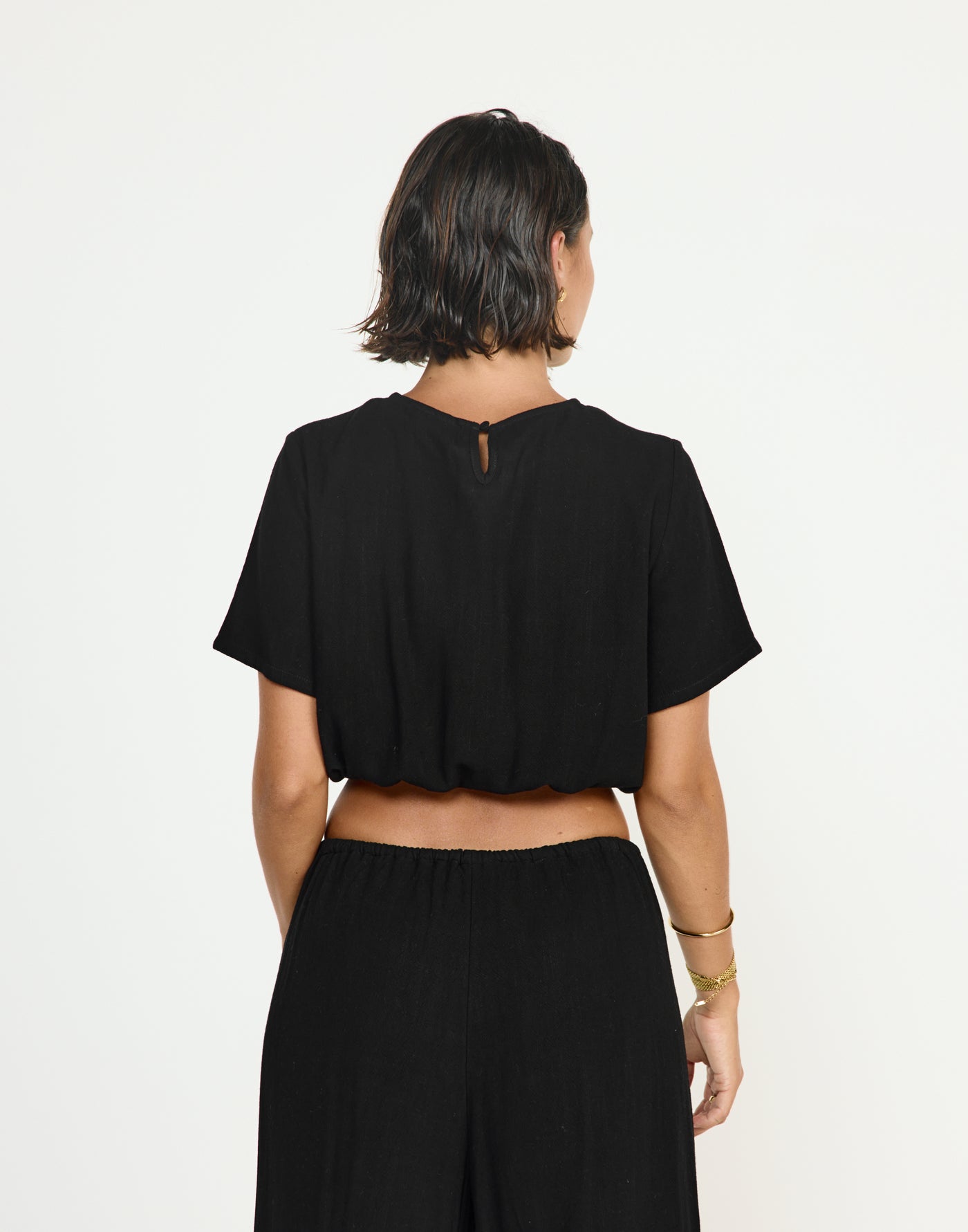 Fraser Top (Black) - CHARCOAL CLOTHING - T-shirt style elasticated hem top - Women's Top - Charcoal Clothing