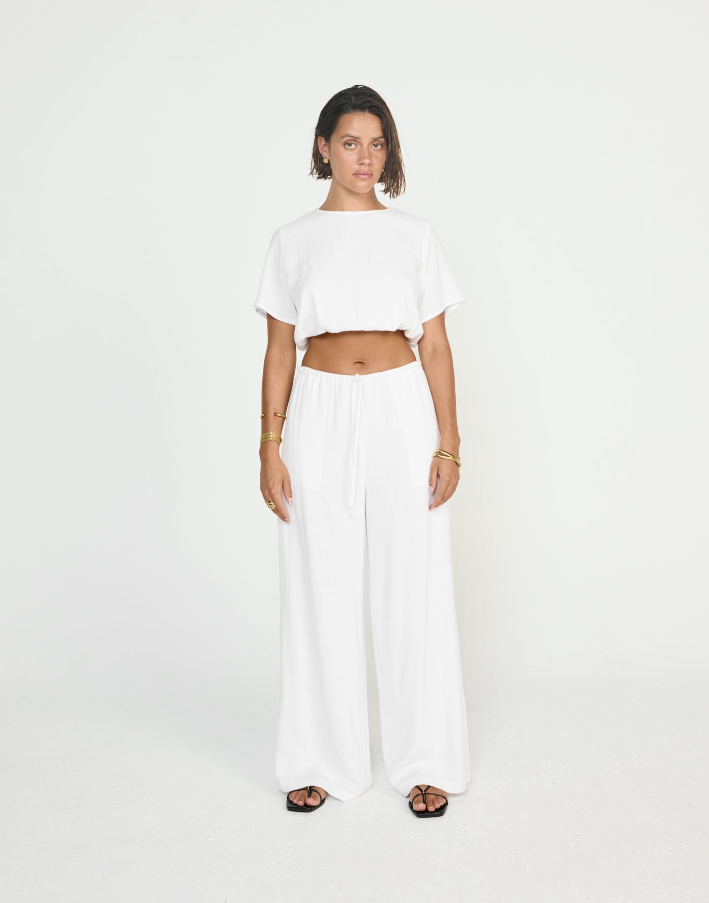 Cove Pants (White) - CHARCOAL EXCLUSIVE - Mid Rise Drawstring Linen Pants - Women's Pants - Charcoal Clothing