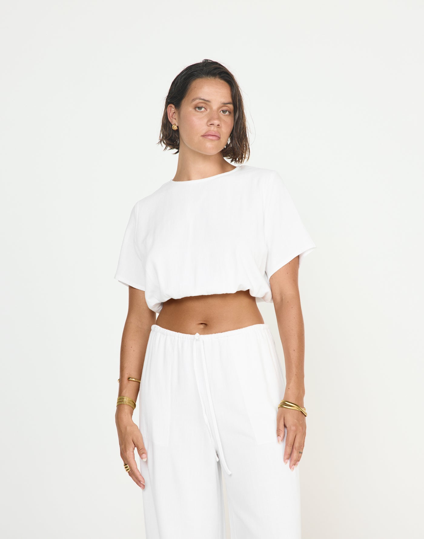 Fraser Top (White) - CHARCOAL CLOTHING - T-shirt style elasticated hem top - Women's Top - Charcoal Clothing