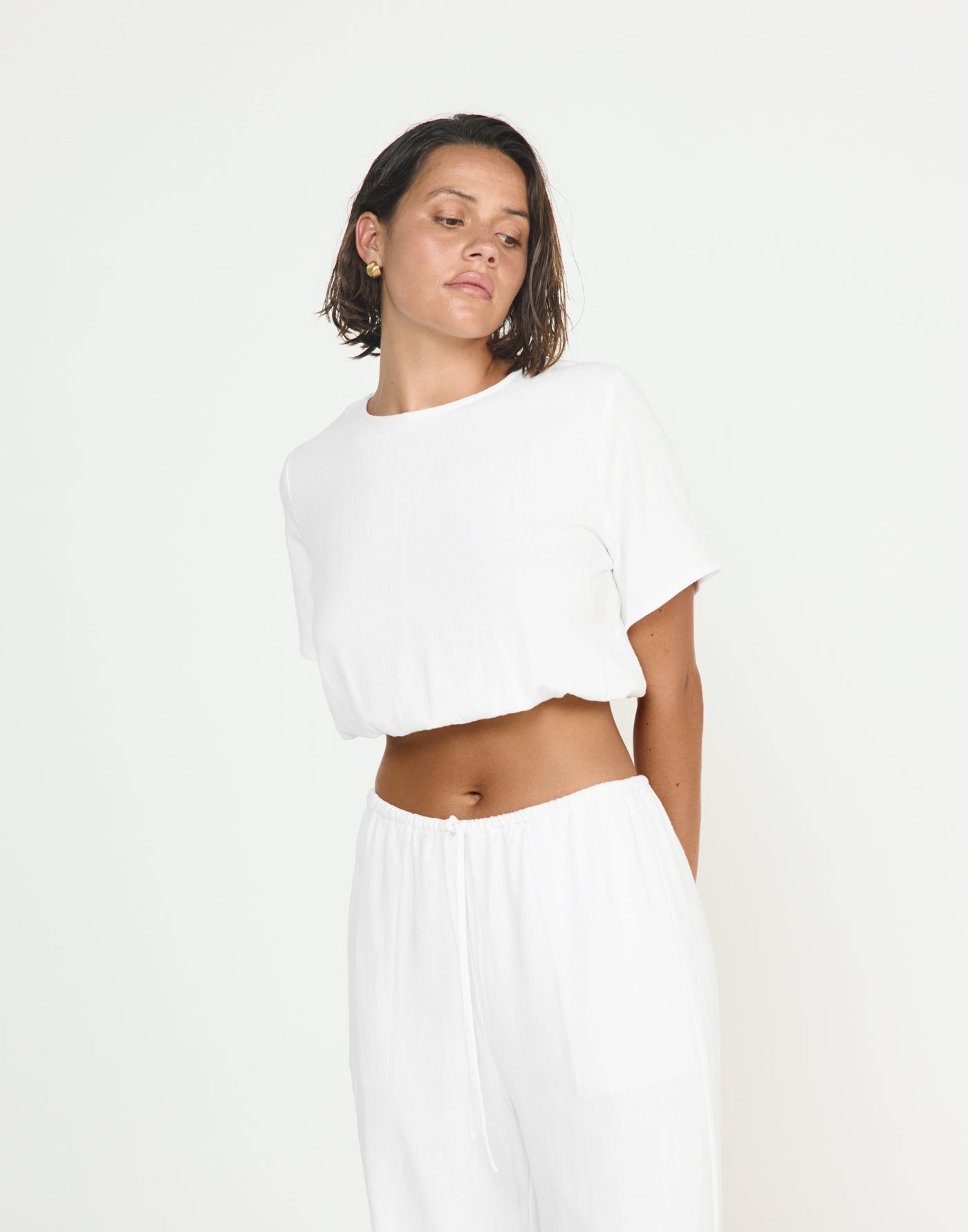 Fraser Top (White) - CHARCOAL CLOTHING - T-shirt style elasticated hem top - Women's Top - Charcoal Clothing