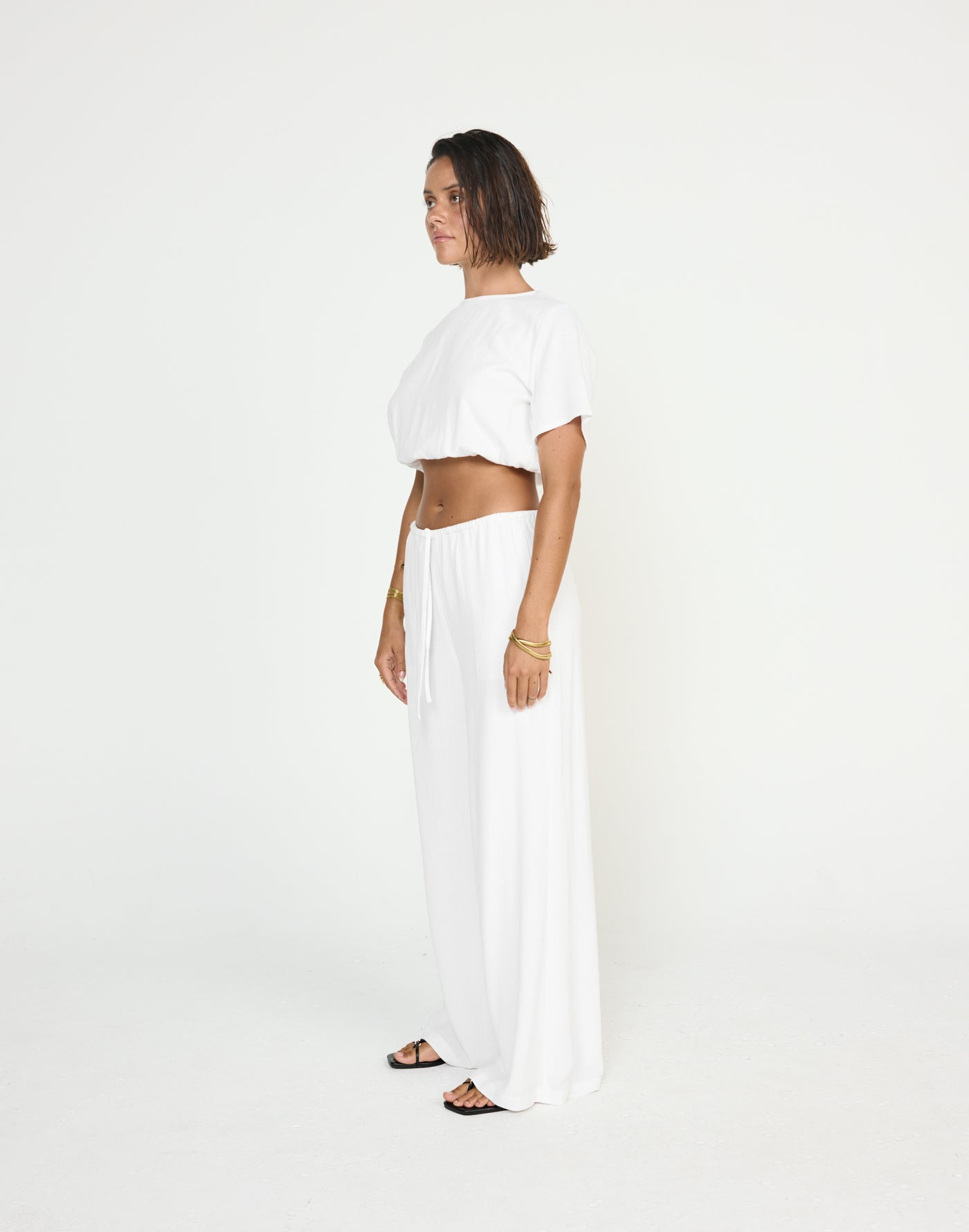 Cove Pants (White) - CHARCOAL EXCLUSIVE - Mid Rise Drawstring Linen Pants - Women's Pants - Charcoal Clothing