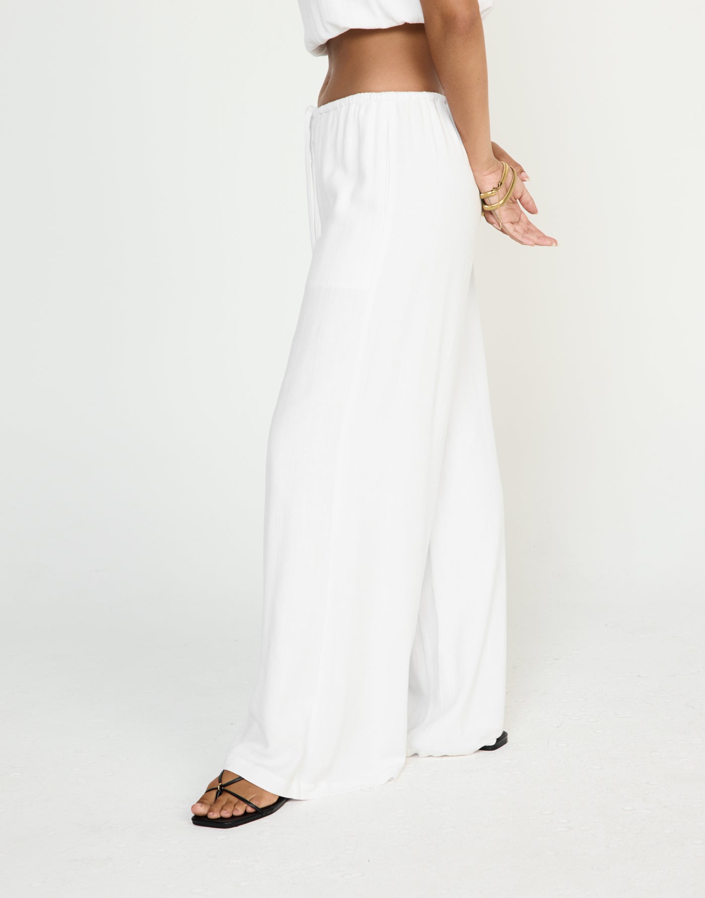 Cove Pants (White) - CHARCOAL EXCLUSIVE - Mid Rise Drawstring Linen Pants - Women's Pants - Charcoal Clothing