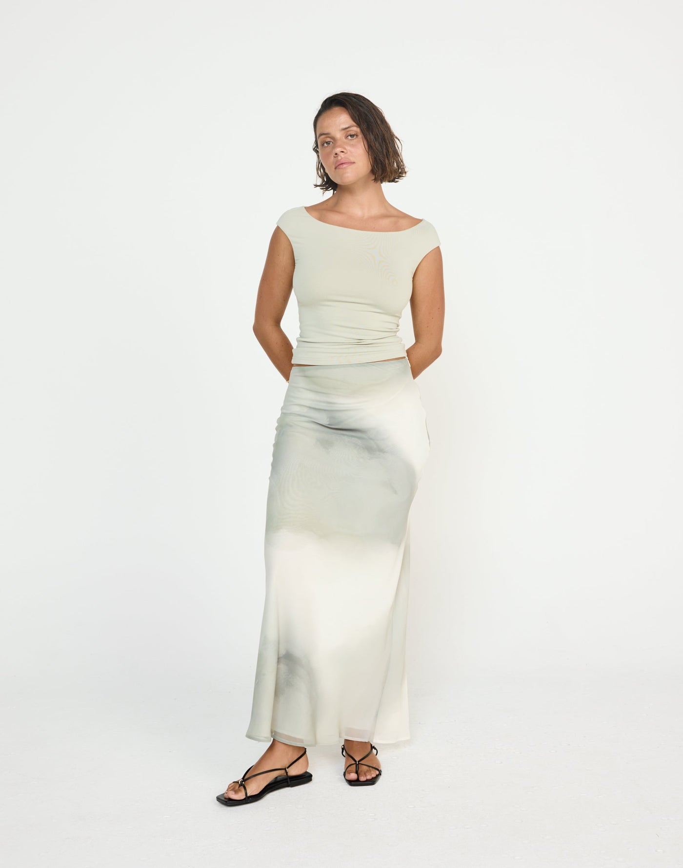 Sunkissed Top (Seagrass) - CHARCOAL EXCLUSIVE - Butter soft jersey Fabric off the shoulder fitted top - Women's Top - Charcoal Clothing