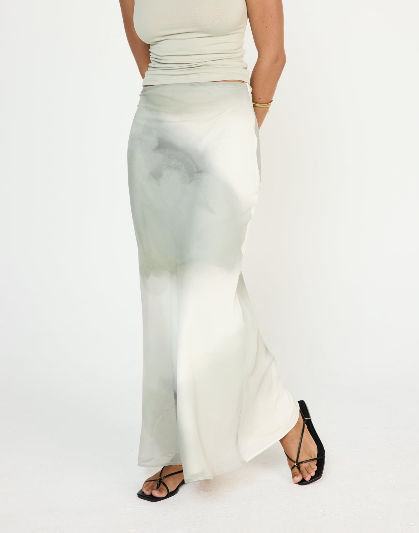 Adrina Maxi Skirt (Sage) | CHARCOAL Exclusive - Mid Rise Flowy Maxi Skirt - Women's Dress - Charcoal Clothing