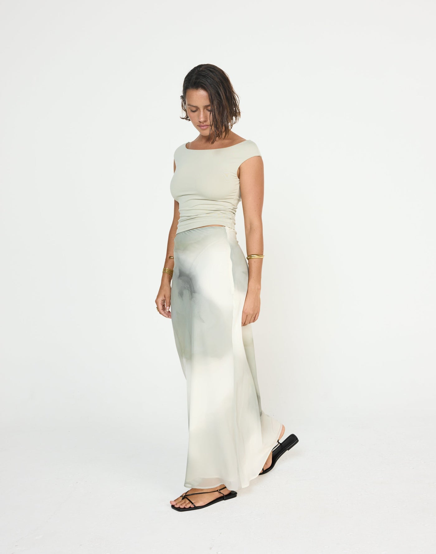 Sunkissed Top (Seagrass) - CHARCOAL EXCLUSIVE - Butter soft jersey Fabric off the shoulder fitted top - Women's Top - Charcoal Clothing