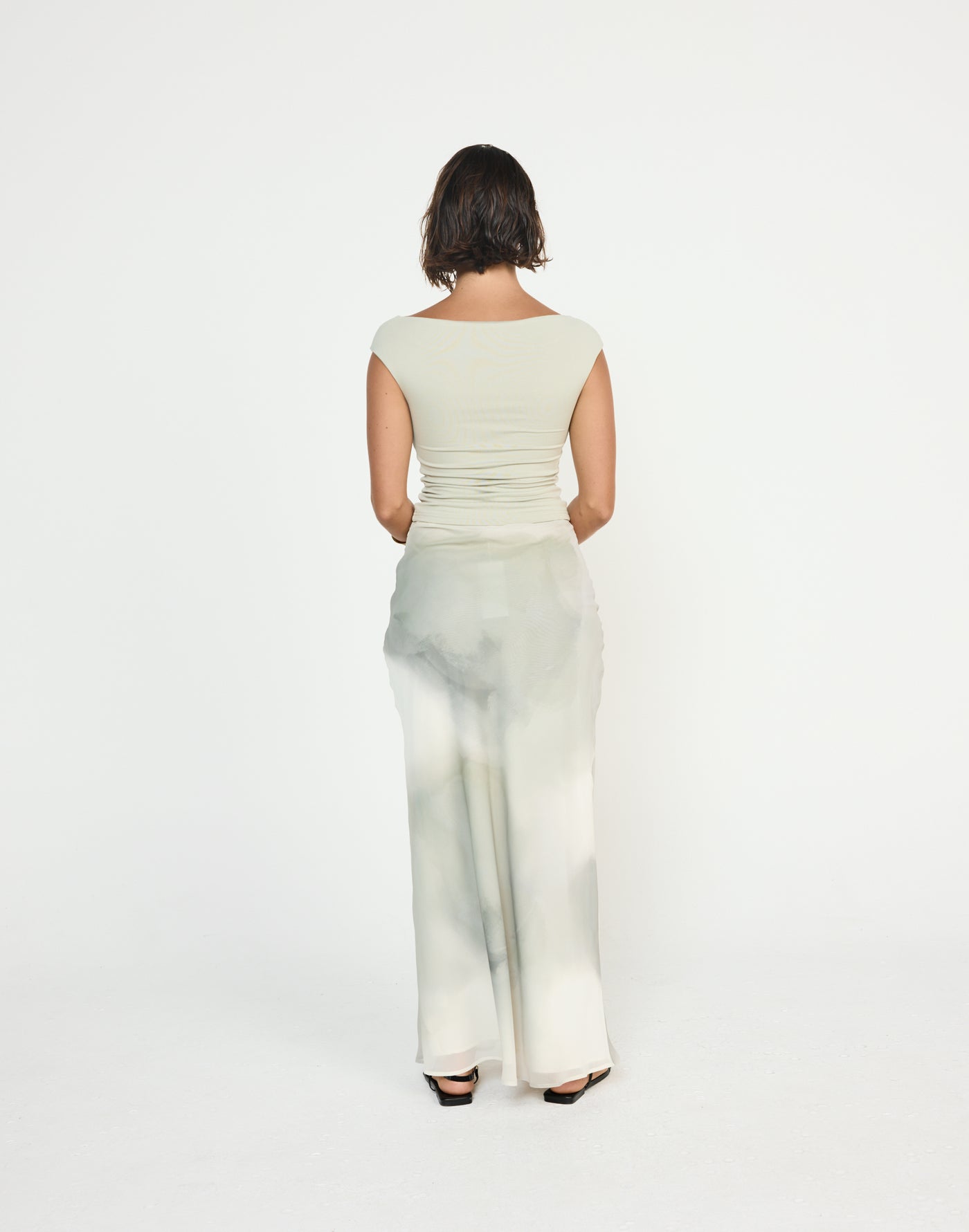 Adrina Maxi Skirt (Sage) | CHARCOAL Exclusive - Mid Rise Flowy Maxi Skirt - Women's Dress - Charcoal Clothing