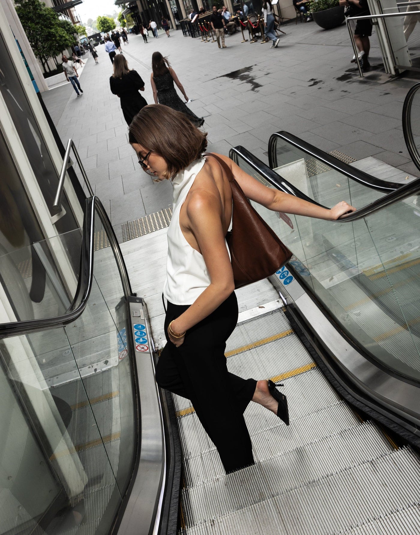 Gilda Top (White) | CHARCOAL Exclusive - High Neck, Open Back - Women's Top - Charcoal Clothing