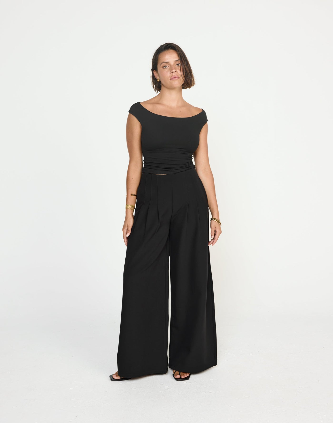 Sunkissed Top (Black) - CHARCOAL EXCLUSIVE - Butter soft jersey Fabric off the shoulder fitted top - Women's Top - Charcoal Clothing