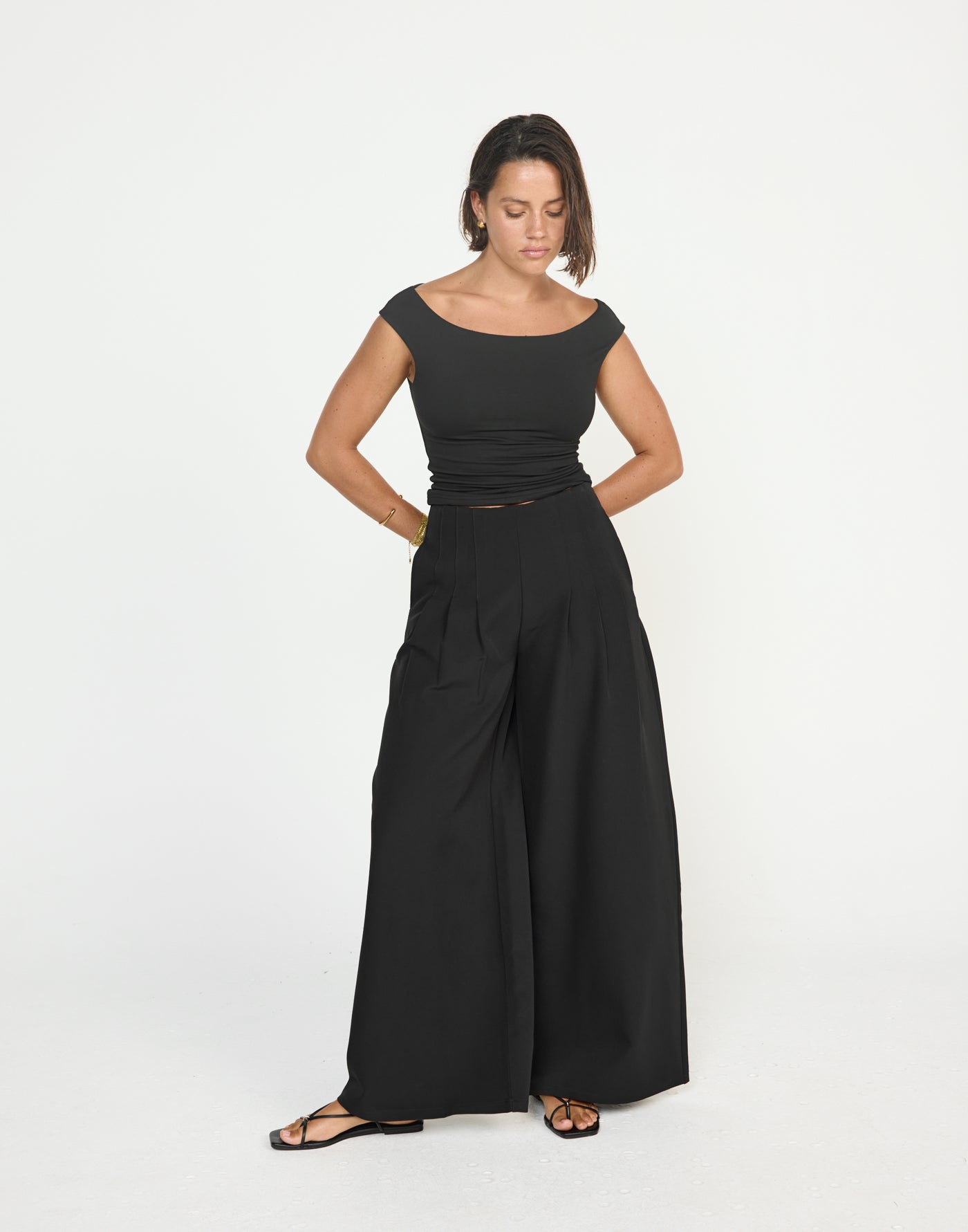 Sunkissed Top (Black) - CHARCOAL EXCLUSIVE - Butter soft jersey Fabric off the shoulder fitted top - Women's Top - Charcoal Clothing
