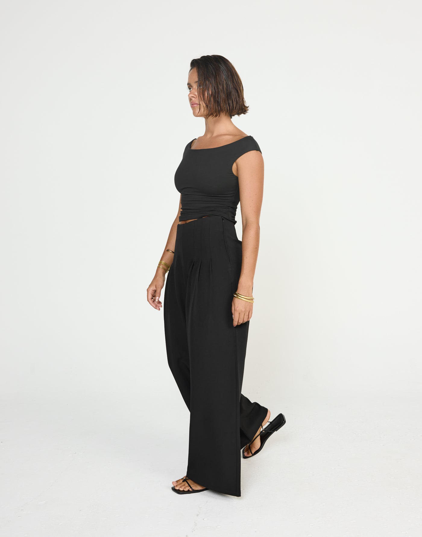 Sunkissed Top (Black) - CHARCOAL EXCLUSIVE - Butter soft jersey Fabric off the shoulder fitted top - Women's Top - Charcoal Clothing