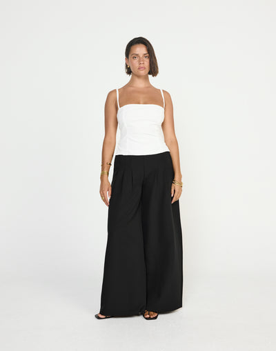 Sirena Top (White) - CHARCOAL EXCLUSIVE - Fitted bodice linen fabrication top adjustable straps - Women's Top - Charcoal Clothing