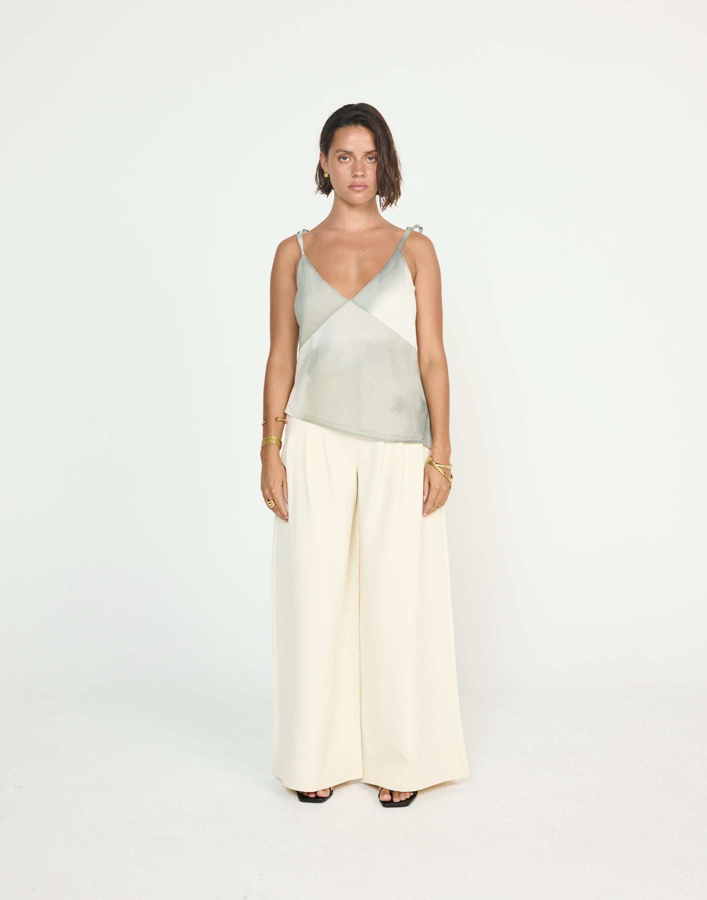 Nerida Pants (Oat) - CHARCOAL EXCLUSIVE - Mid rise wide leg baggy pants with pleated detailing - Women's Pants - Charcoal Clothing