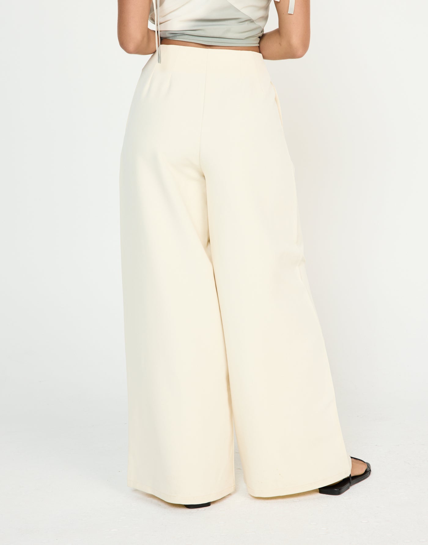 Nerida Pants (Oat) - CHARCOAL EXCLUSIVE - Mid rise wide leg baggy pants with pleated detailing - Women's Pants - Charcoal Clothing