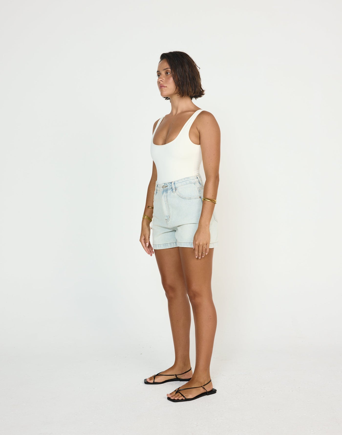 Lucas Denim Shorts (Light Blue) - CHARCOAL CLOTHING - Mid to high waisted wide leg denim shorts - Women's Shorts - Charcoal Clothing