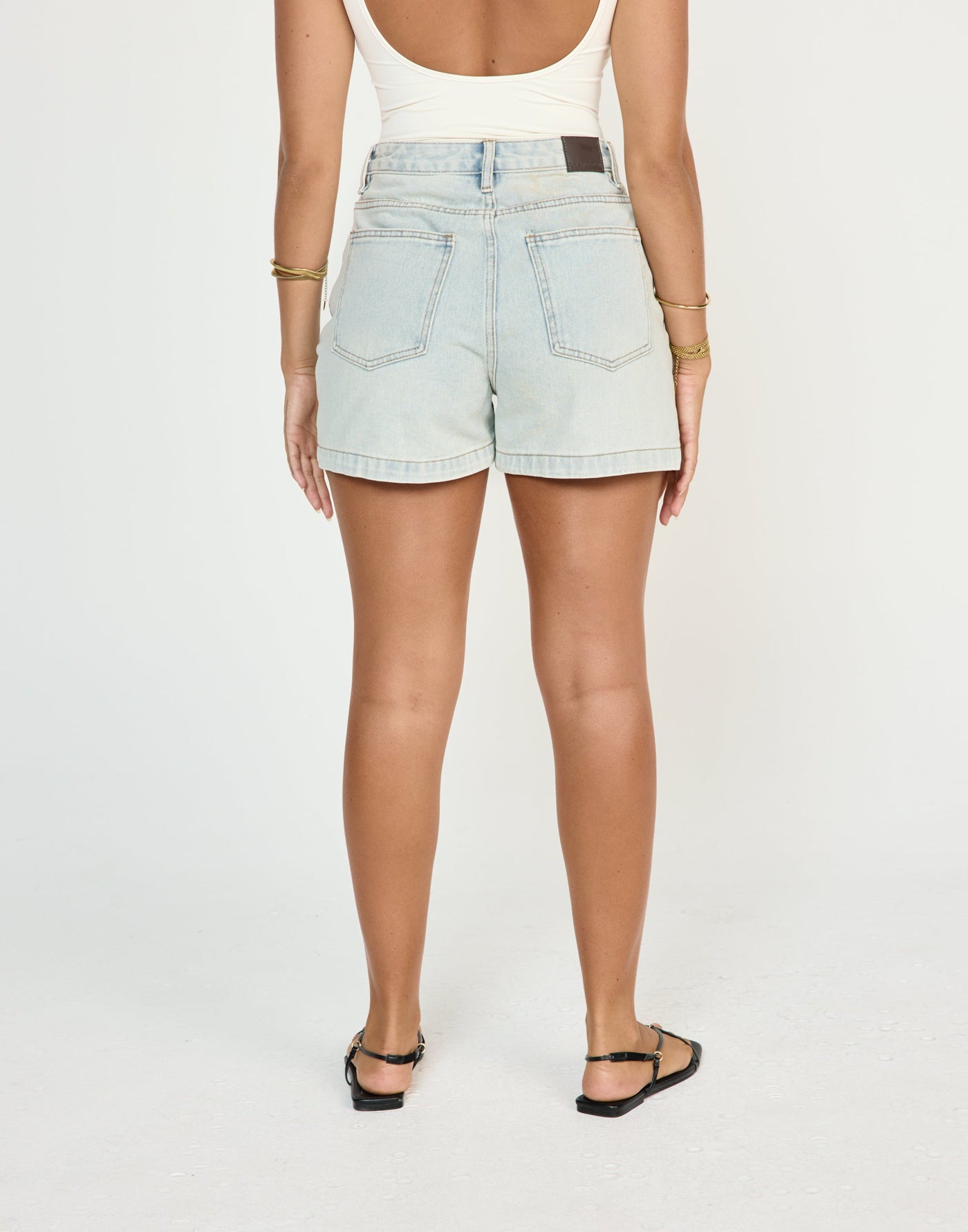 Lucas Denim Shorts (Light Blue) - CHARCOAL CLOTHING - Mid to high waisted wide leg denim shorts - Women's Shorts - Charcoal Clothing