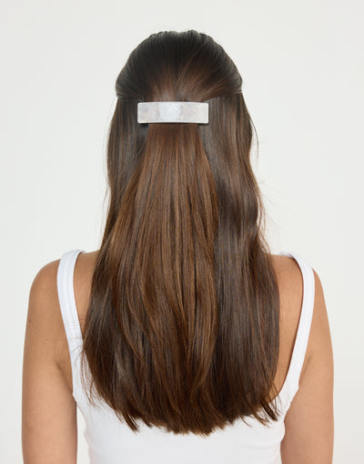 Sansa Hair Clip (Pearl) | CHARCOAL Exclusive - Rectangular Shaped Barette Clip - Women's Accessories - Charcoal Clothing