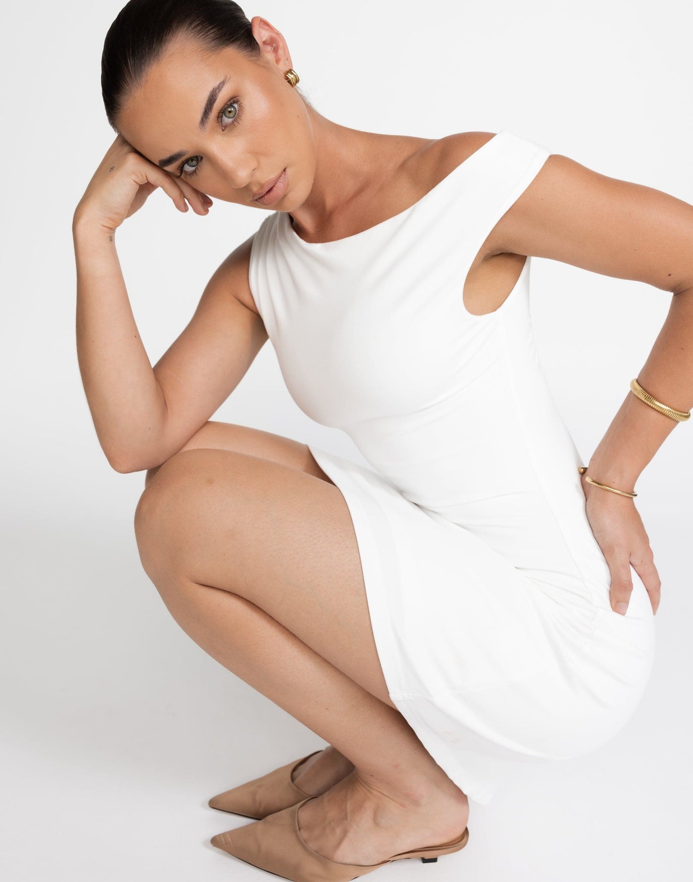 Lulu Mini Dress (White) | CHARCOAL Exclusive - Off Shoulder Mini - Women's Dress - Charcoal Clothing