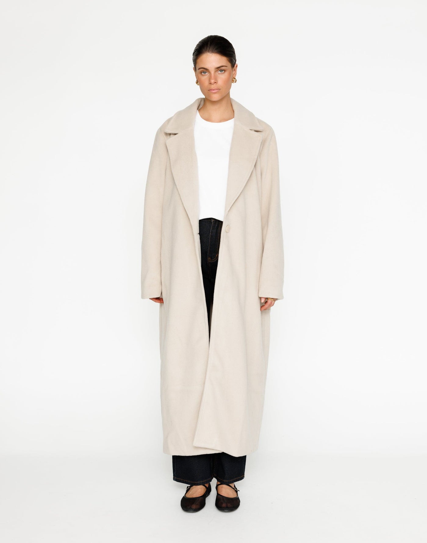 Abbey Trench Coat (Latte) | CHARCOAL Exclusive - Long Textured Trench Coat - Women's Outerwear - Charcoal Clothing