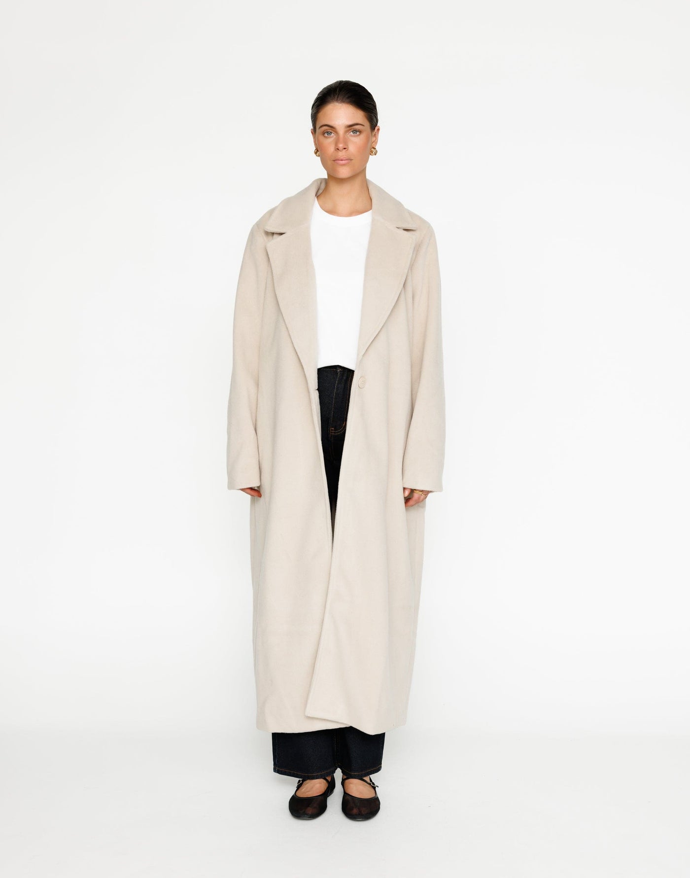 Abbey Trench Coat (Latte) | CHARCOAL Exclusive - Long Textured Trench Coat - Women's Outerwear - Charcoal Clothing