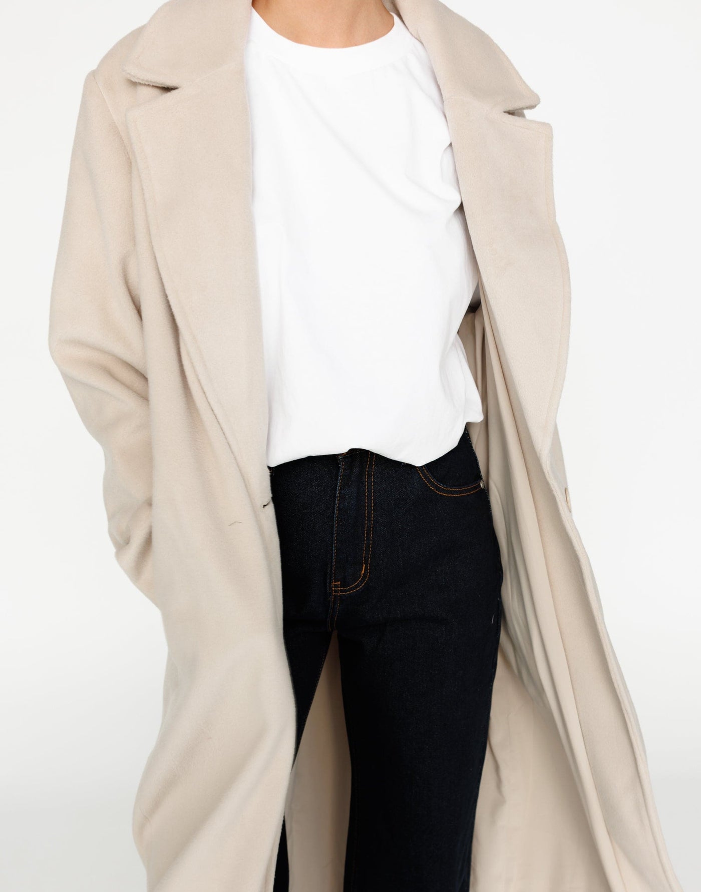Abbey Trench Coat (Latte) | CHARCOAL Exclusive - Long Textured Trench Coat - Women's Outerwear - Charcoal Clothing