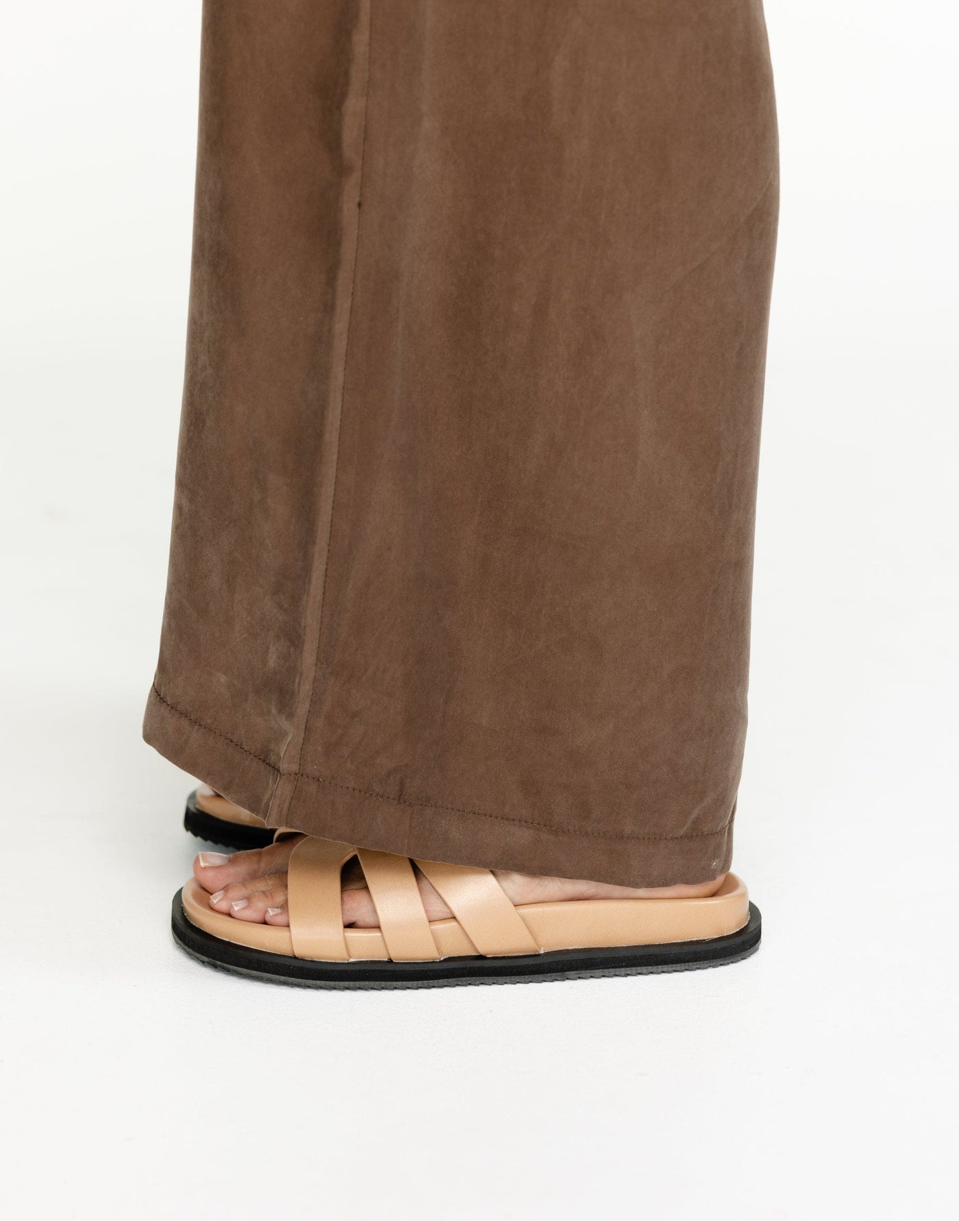 Tamy Slides (Desert) - By Billini - Flat Sole Contrast Detail Slides - Women's Shoes - Charcoal Clothing