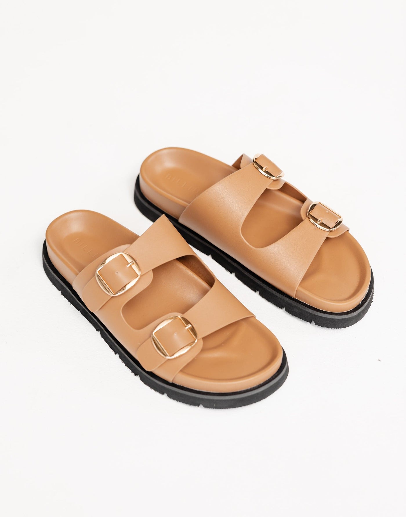 Areli Slides (Light Cashew) - By Billini - Dual Strap Flat Sole Slides - Women's Shoes - Charcoal Clothing