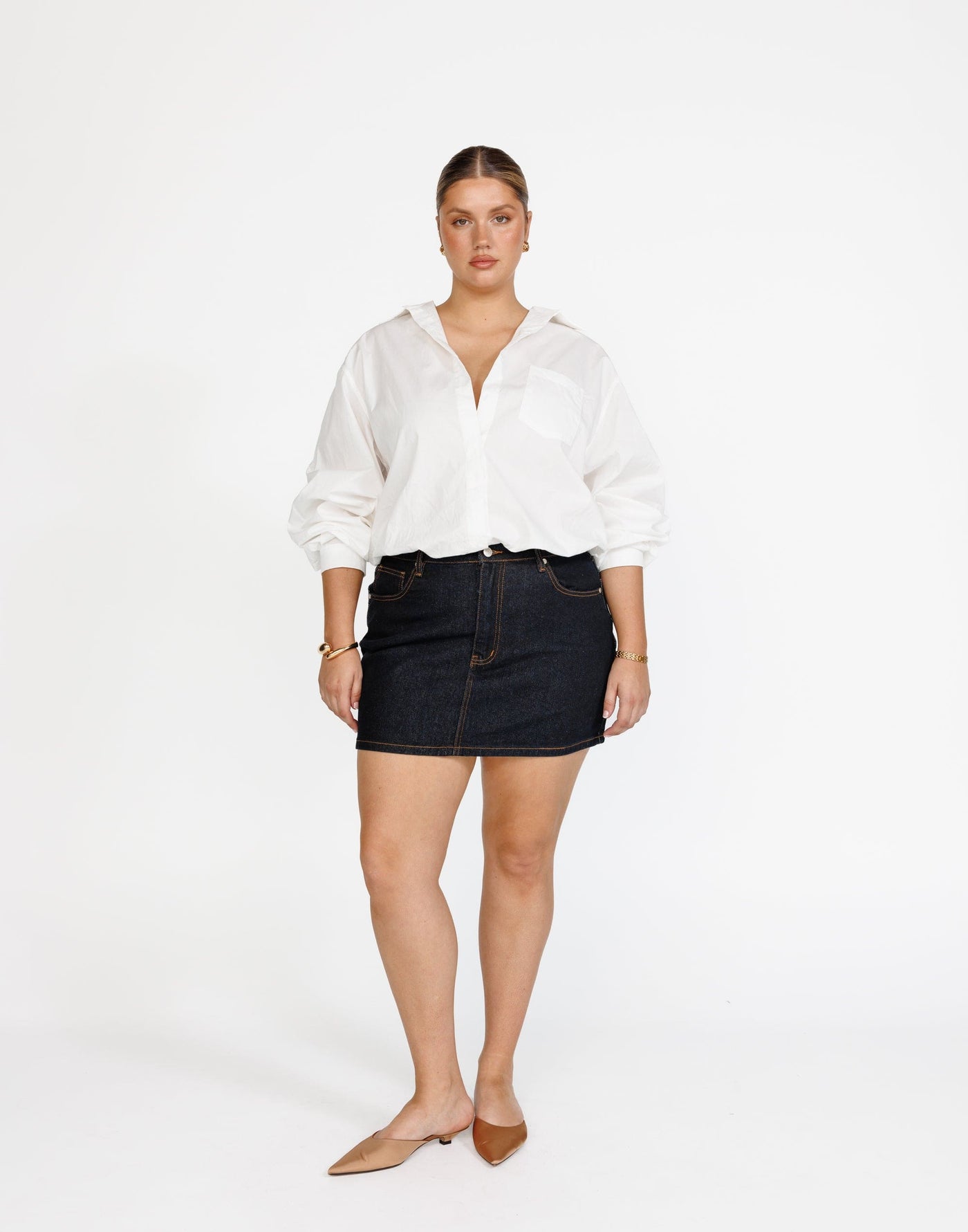 Riri Denim Mini Skirt (Midnight) | CHARCOAL Exclusive - Mid Rise Basic Denim Mini Skirt - Women's Skirt - Charcoal Clothing