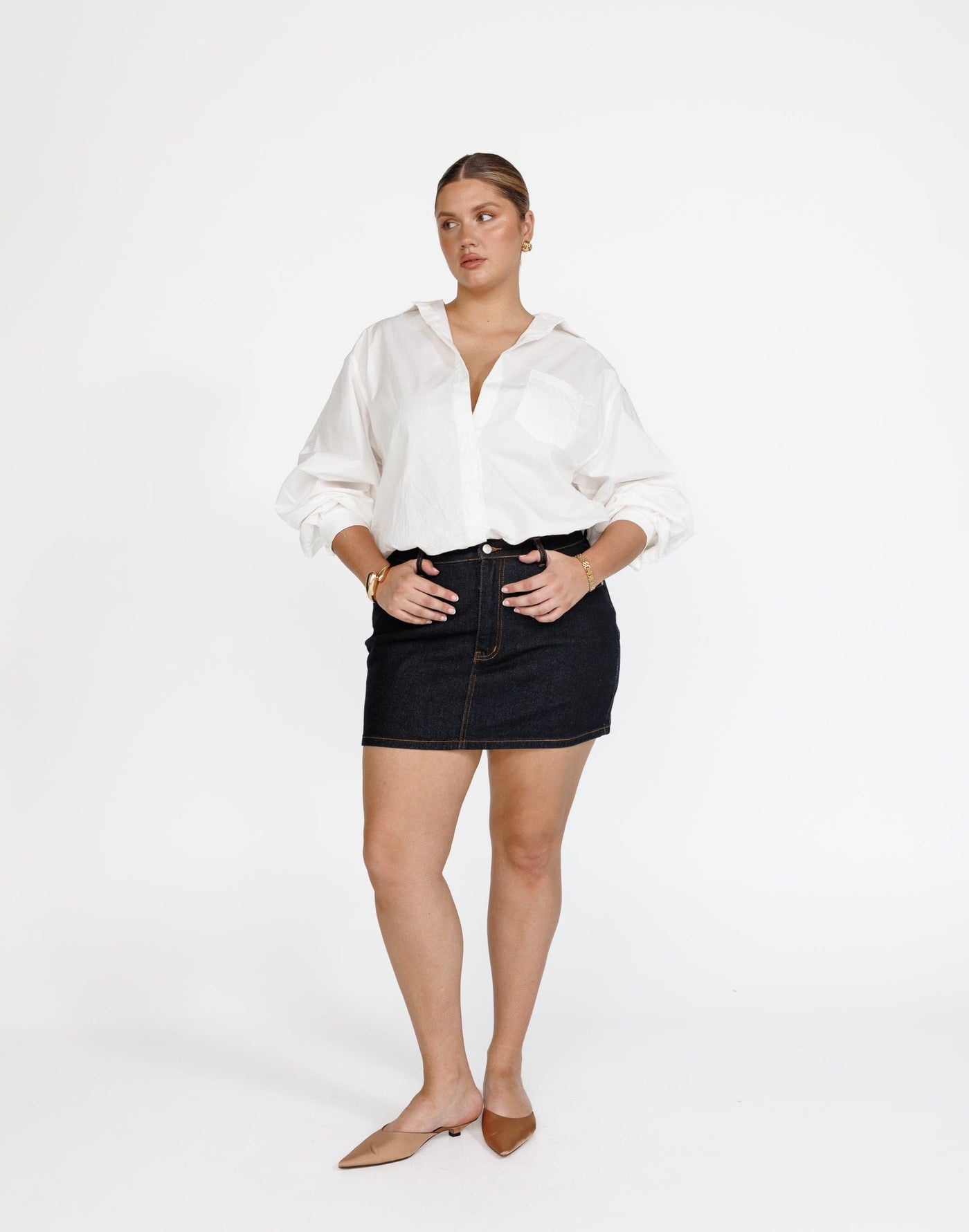 Riri Denim Mini Skirt (Midnight) | CHARCOAL Exclusive - Mid Rise Basic Denim Mini Skirt - Women's Skirt - Charcoal Clothing