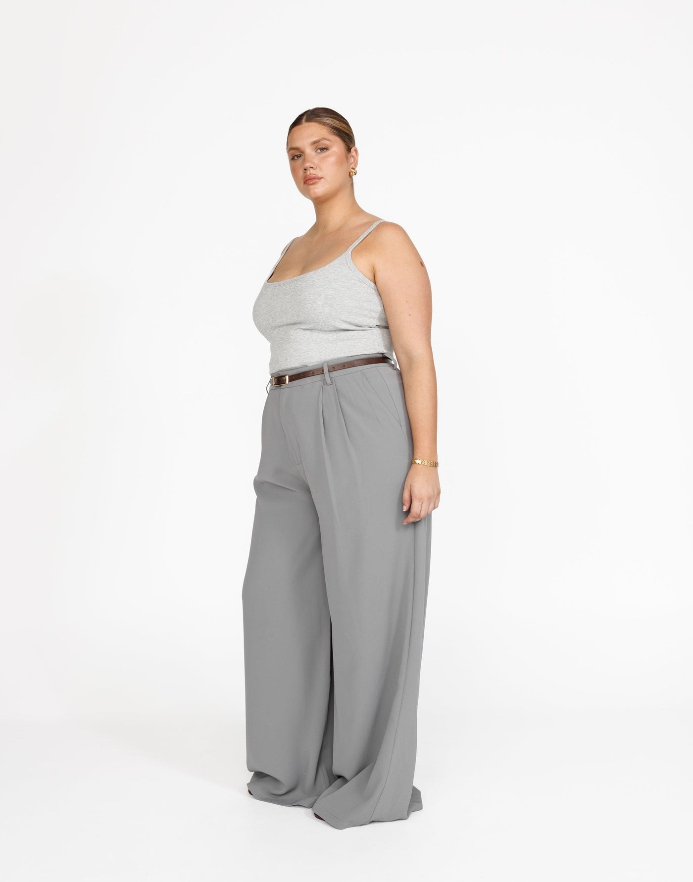 Malina Cami Top (Grey Marle) | CHARCOAL Exclusive - Ribbed Lined Basic Scoop Neck Tank Top - Women's Top - Charcoal Clothing