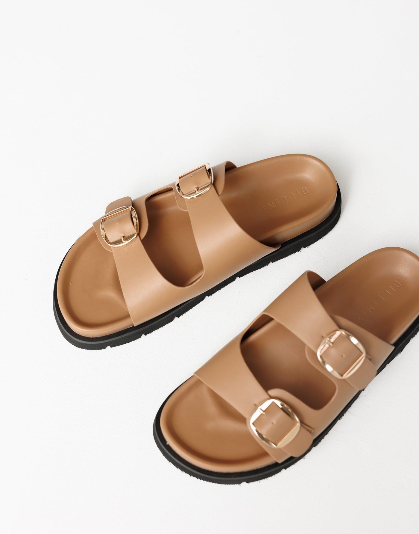 Cosmo Slides (Toffee) - By Billini - Dual Strap Summer Slides - Women's Shoes - Charcoal Clothing