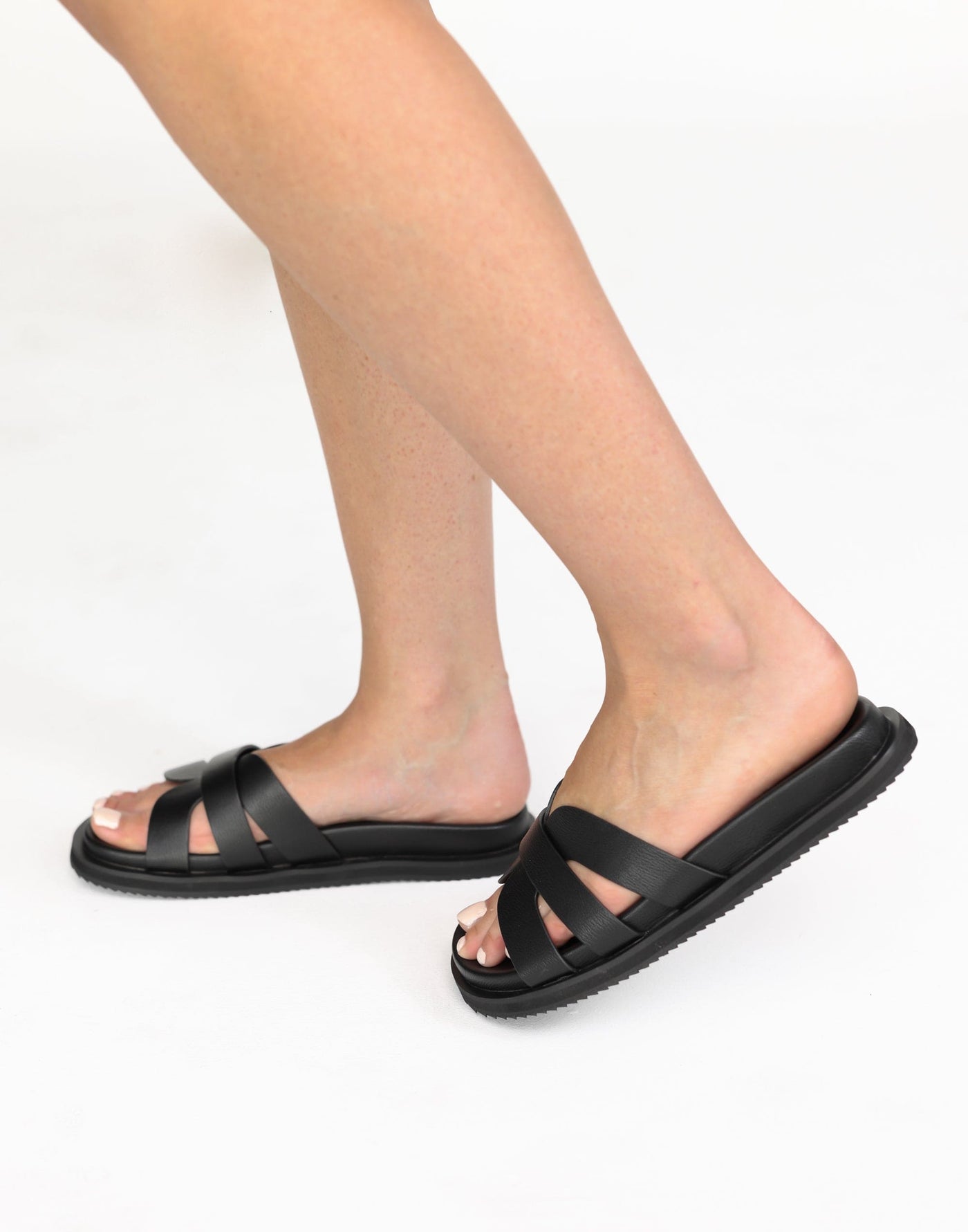 Tamy Slides (Black) - By Billini - Luxe Padded Slide - Women's Shoes - Charcoal Clothing