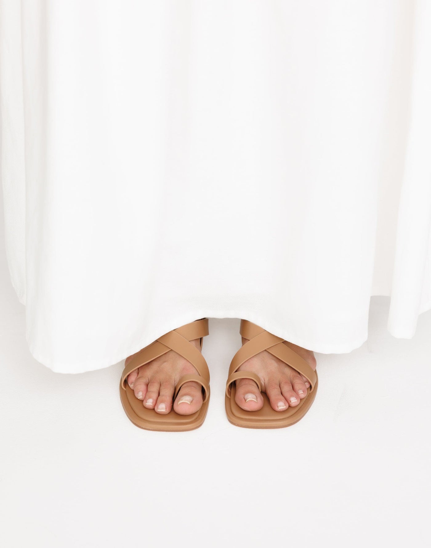 Ushi Sandals (Toffee) - By Billini - Strappy Toe Ring Detail Sandals - Women's Shoes - Charcoal Clothing