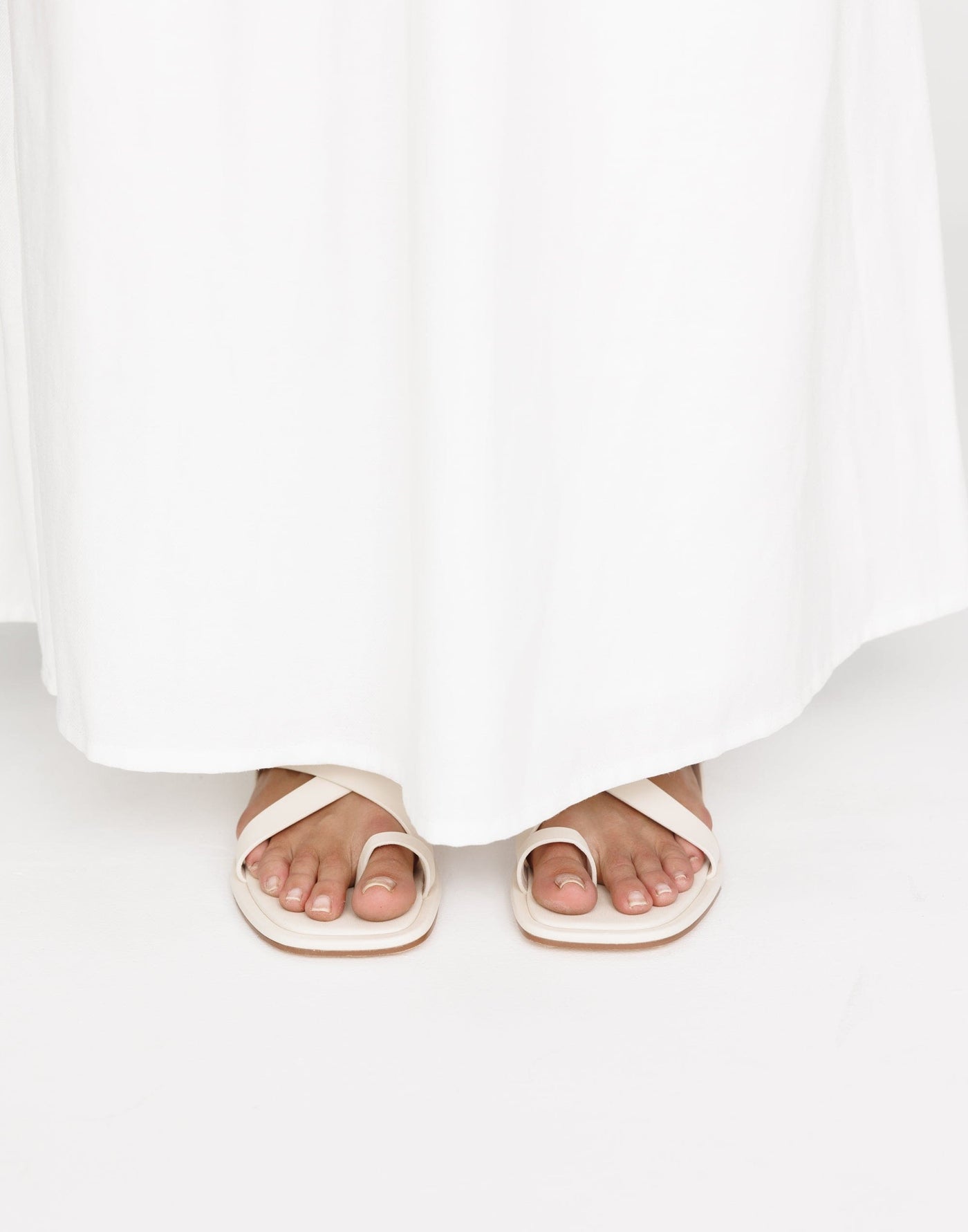 Ushi Sandals (Bone) - By Billini - Strappy Toe Ring Detail Sandals - Women's Shoes - Charcoal Clothing