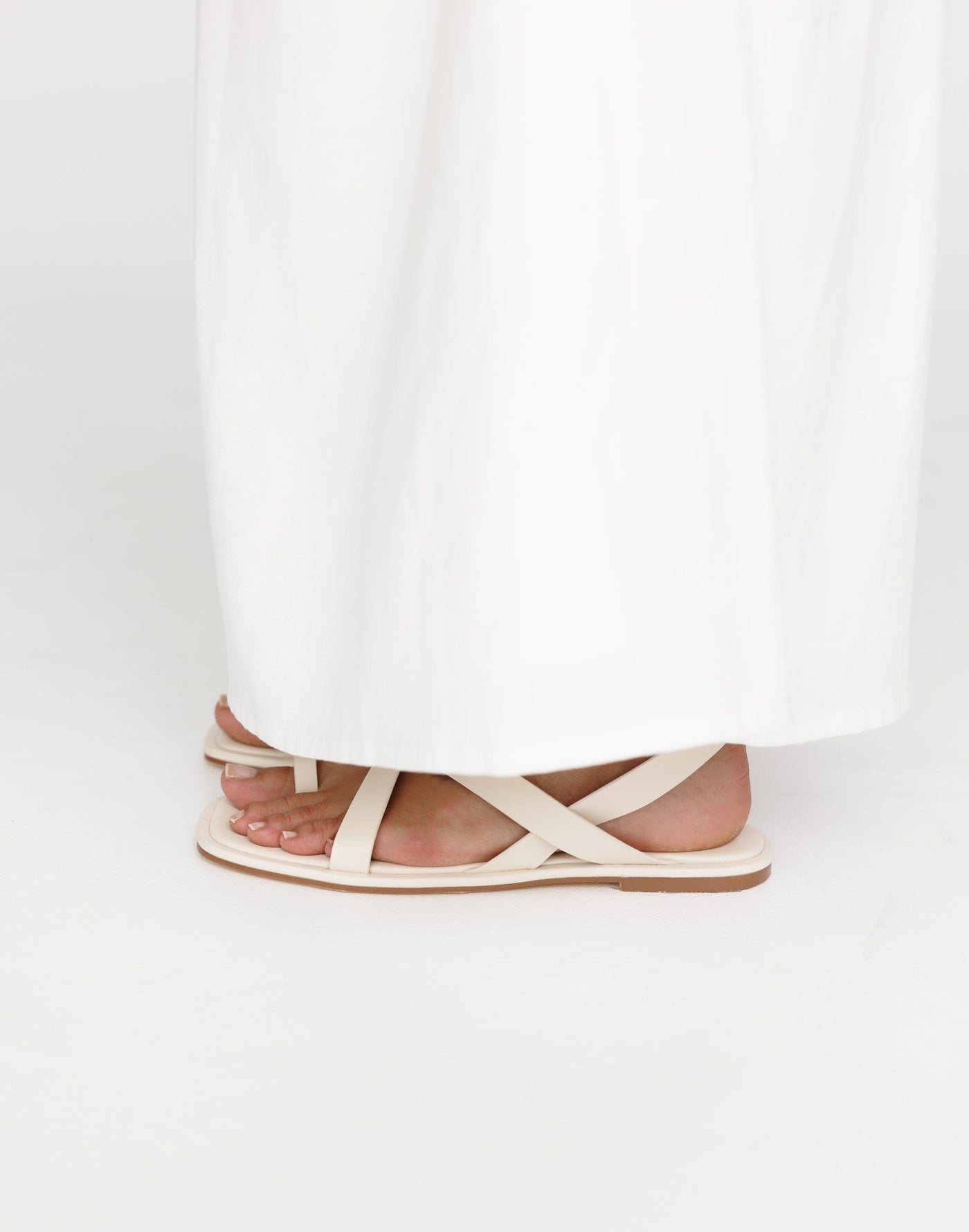 Ushi Sandals (Bone) - By Billini - Strappy Toe Ring Detail Sandals - Women's Shoes - Charcoal Clothing