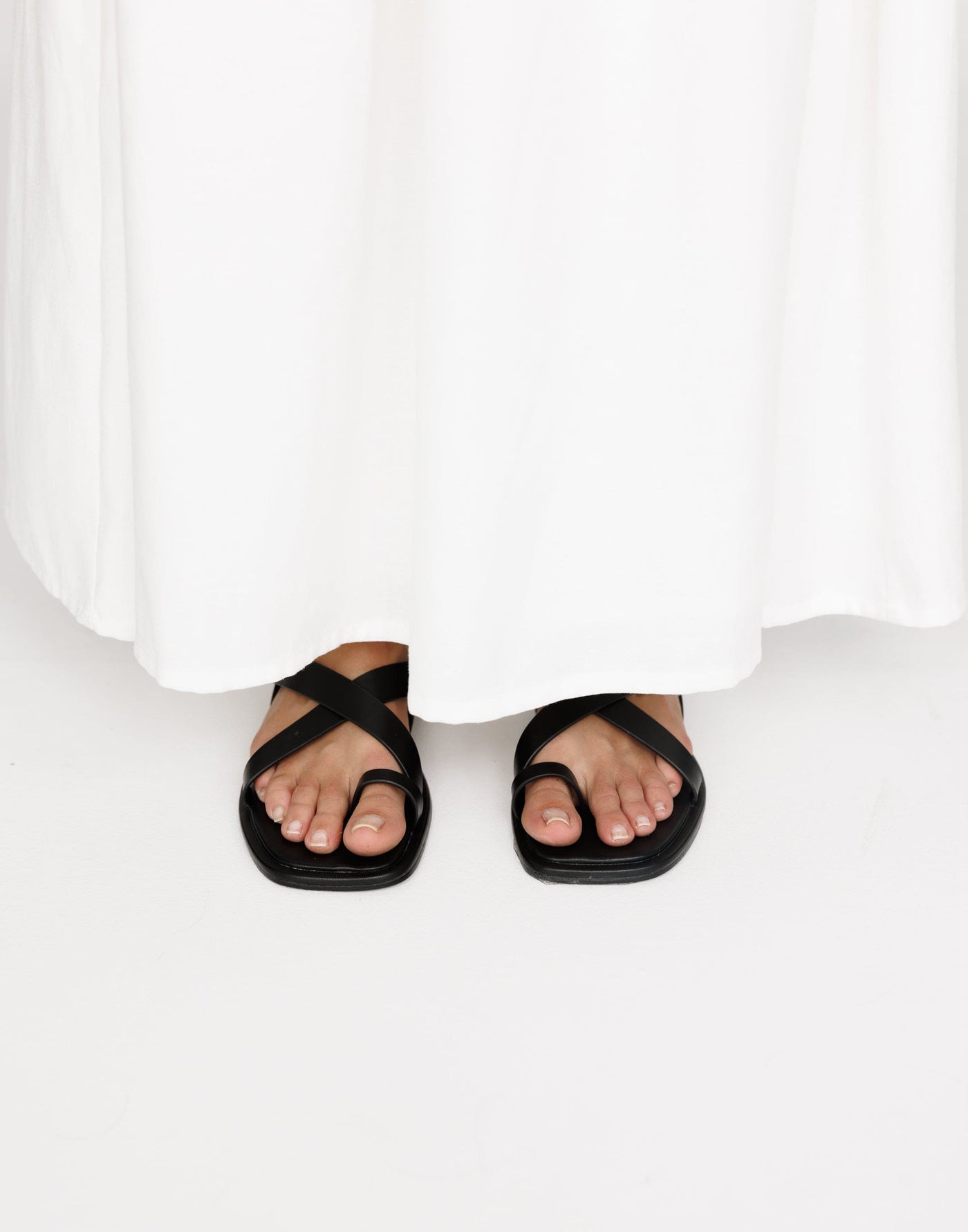 Ushi Sandals (Black) - By Billini - Strappy Toe Ring Detail Sandals - Women's Shoes - Charcoal Clothing