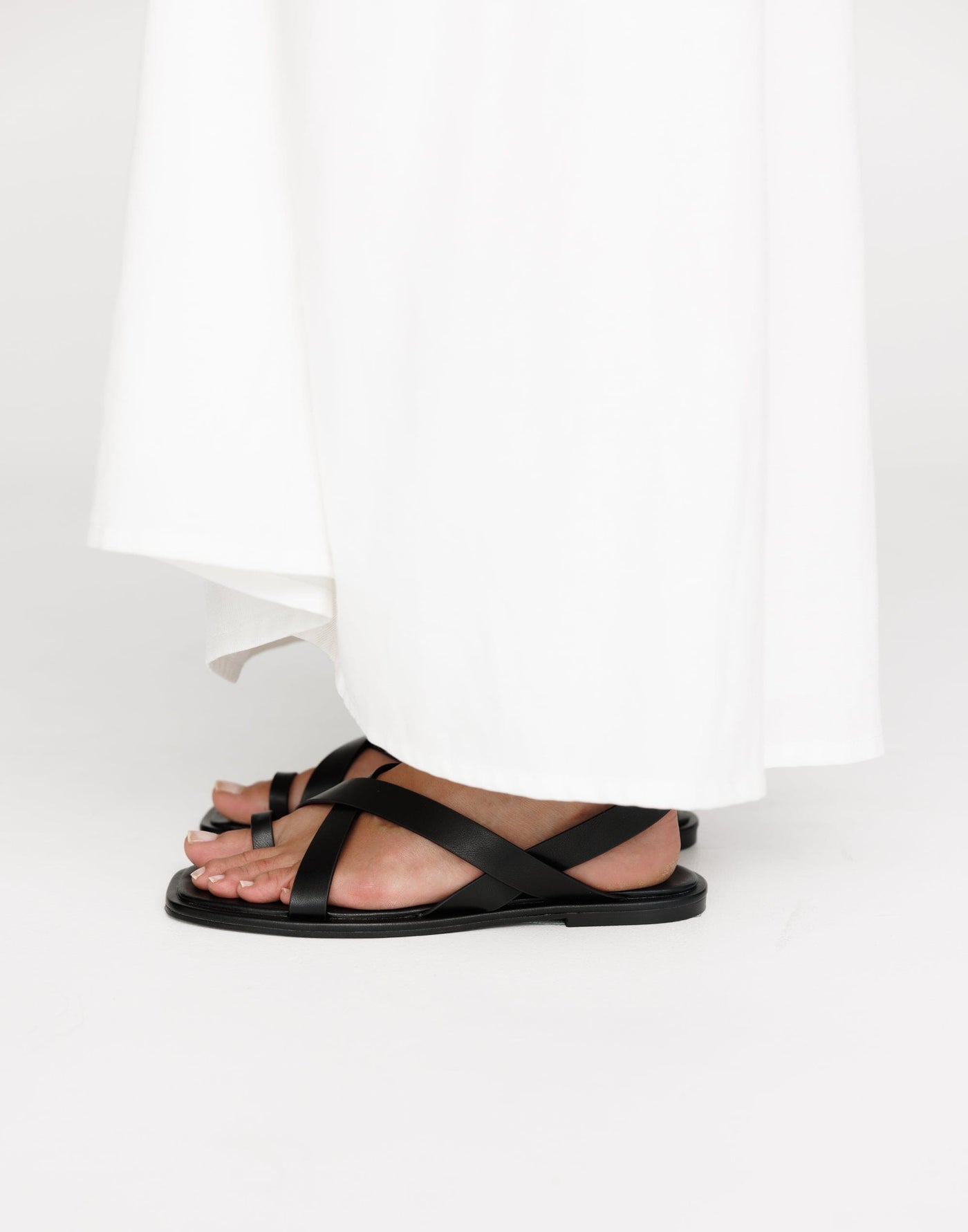 Ushi Sandals (Black) - By Billini - Strappy Toe Ring Detail Sandals - Women's Shoes - Charcoal Clothing