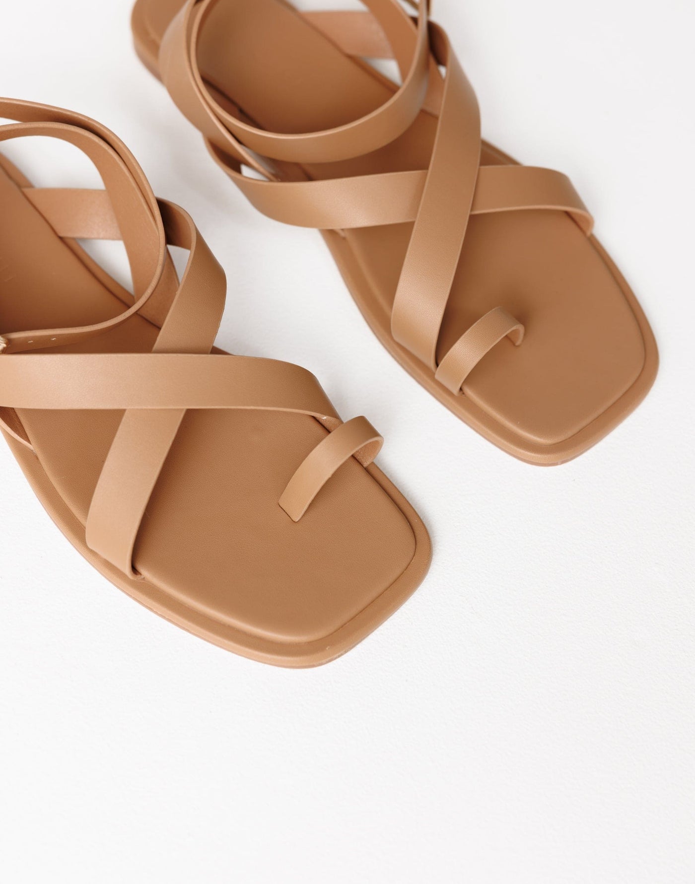 Ushi Sandals (Toffee) - By Billini - Strappy Toe Ring Detail Sandals - Women's Shoes - Charcoal Clothing