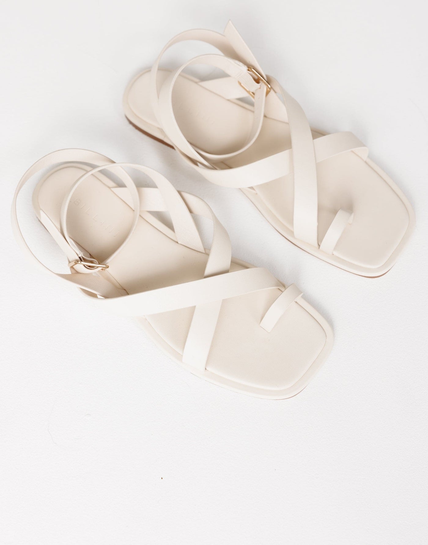 Ushi Sandals (Bone) - By Billini - Strappy Toe Ring Detail Sandals - Women's Shoes - Charcoal Clothing
