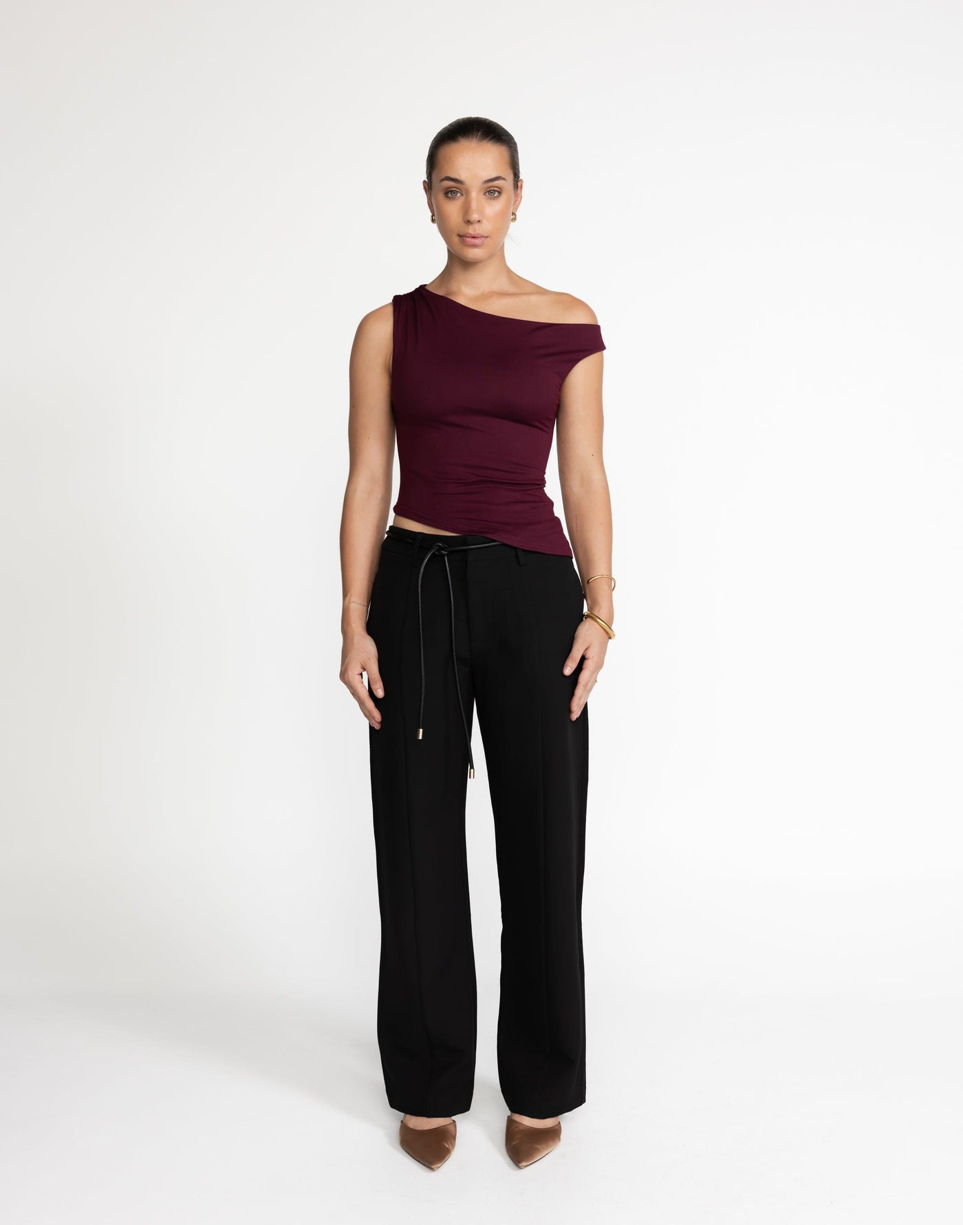 Lulu Top (Plum) | CHARCOAL Exclusive - Bodycon Off-Shoulder Top - Women's Top - Charcoal Clothing