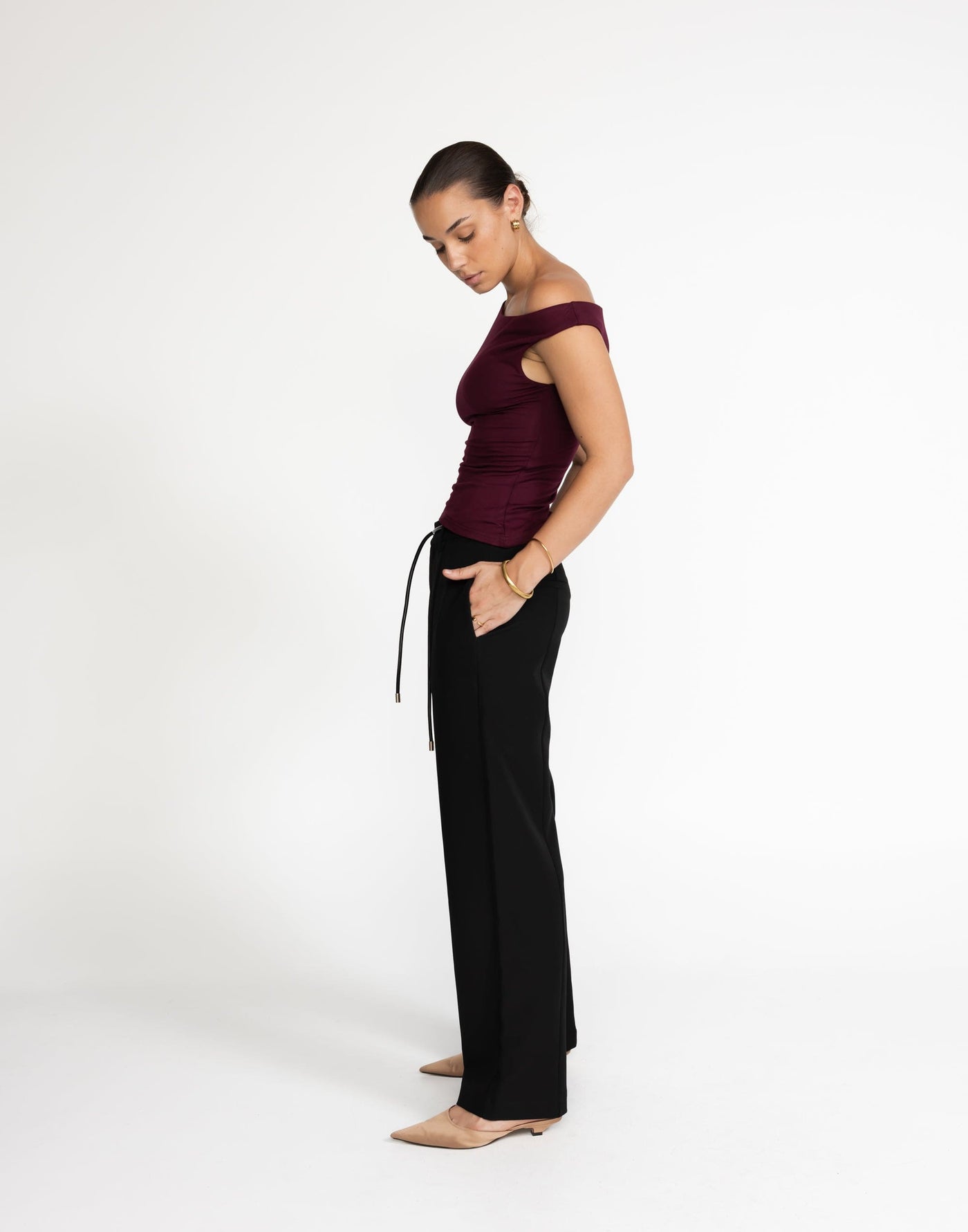 Lulu Top (Plum) | CHARCOAL Exclusive - Bodycon Off-Shoulder Top - Women's Top - Charcoal Clothing