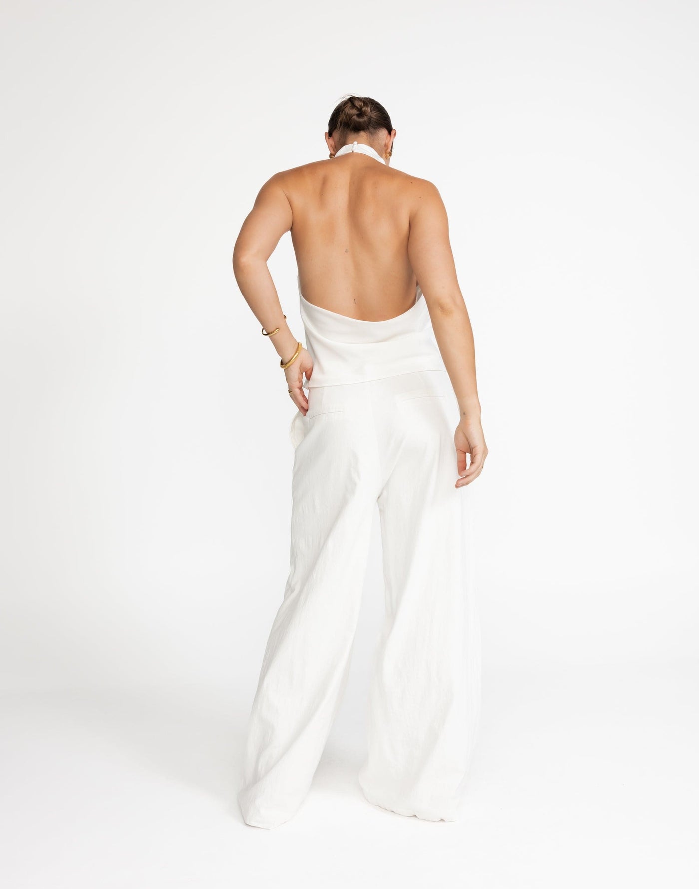 Gilda Top (White) | CHARCOAL Exclusive - High Neck, Open Back - Women's Top - Charcoal Clothing