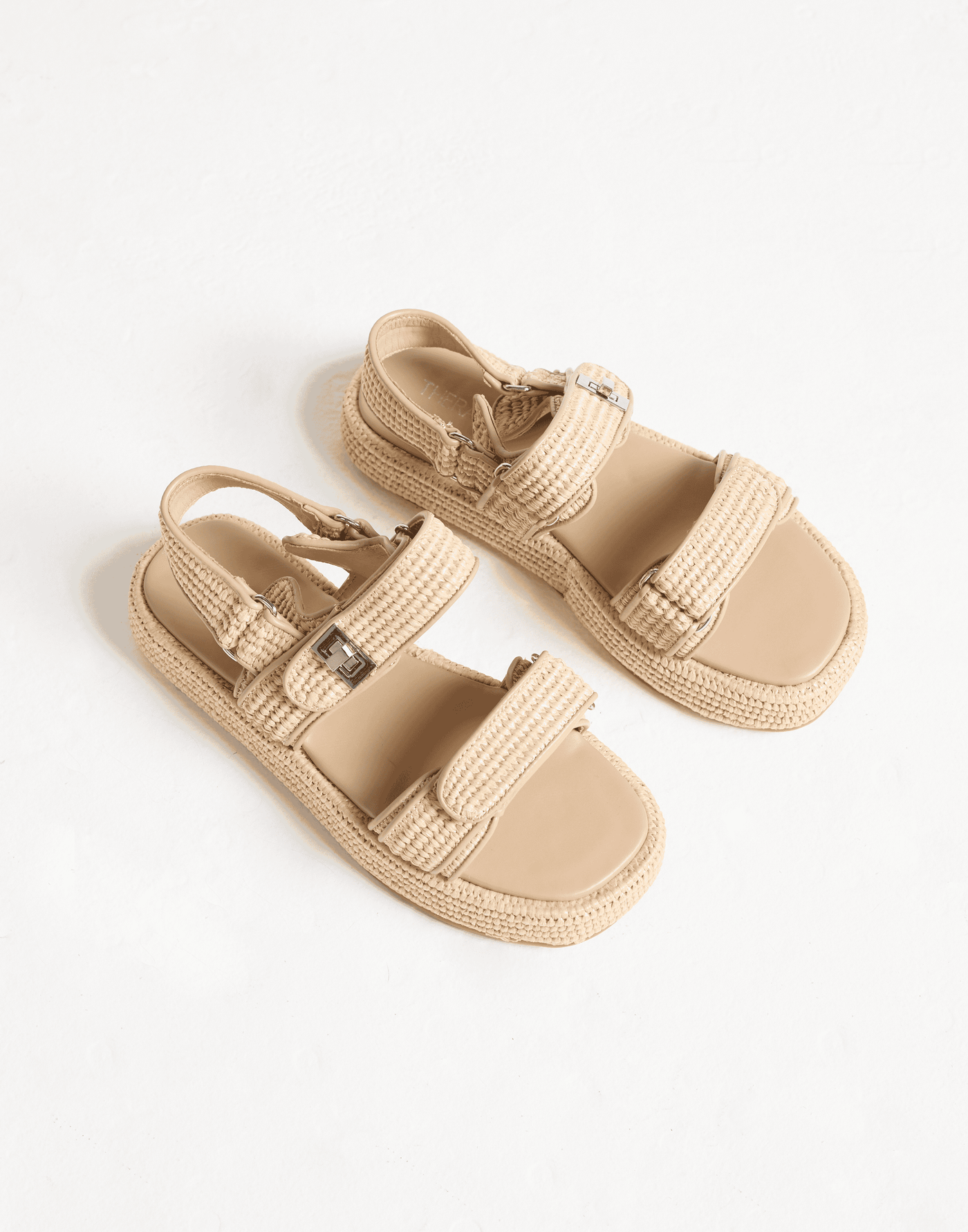 Revive Sandals (Raffia) - By Therapy - Double Strap Platform Sandals - Women's Shoes - Charcoal Clothing