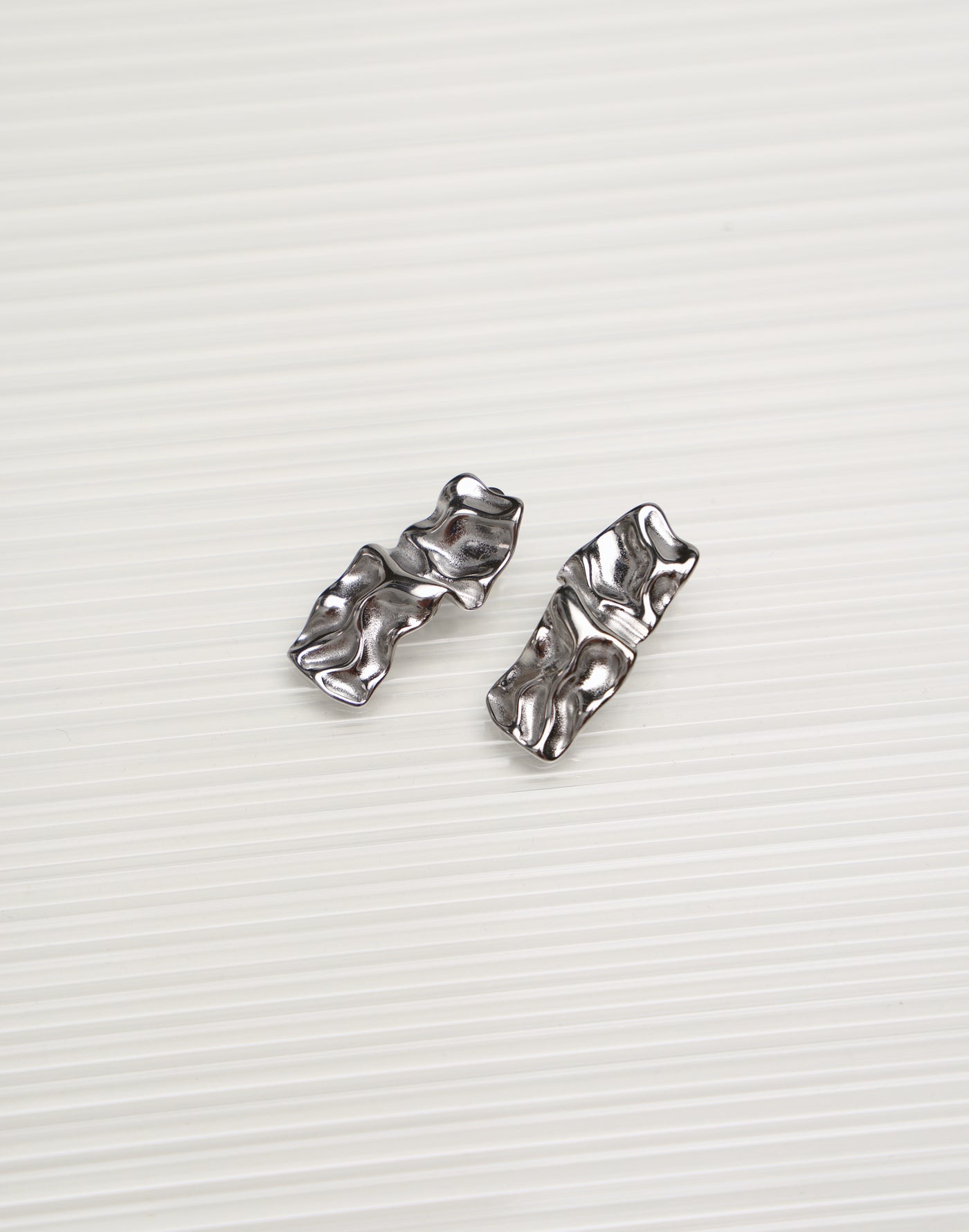 Solene Earrings (Silver) - Textured Silver Earrings - Women's Accessories - Charcoal Clothing