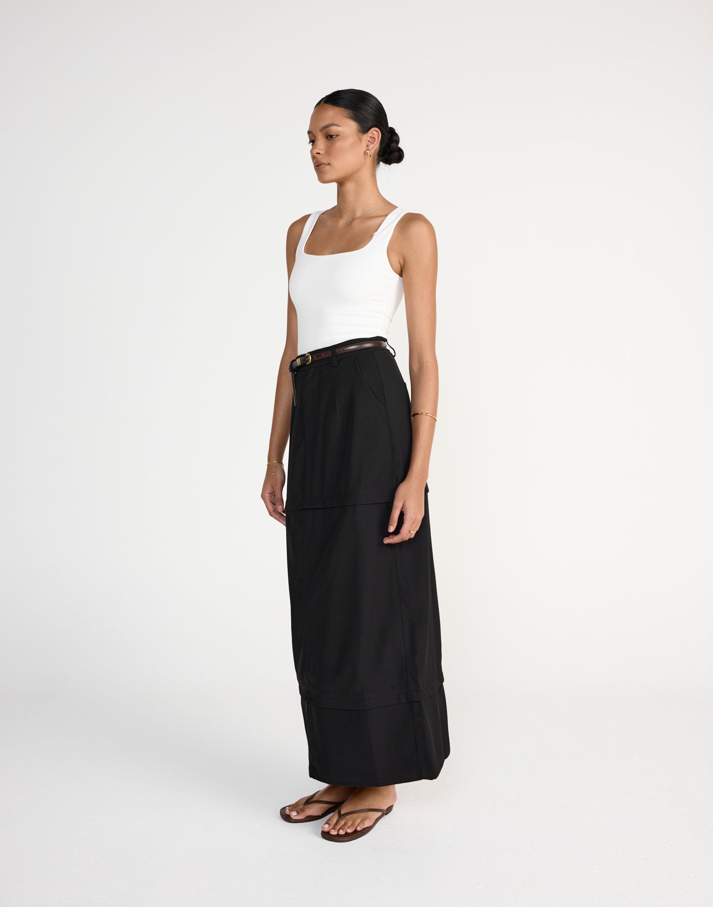 Cerese Skirt (Black) | CHARCOAL EXCLUSIVE | Versatile convertible maxi skirt that converts to mini - Women's Skirt - Charcoal Clothing