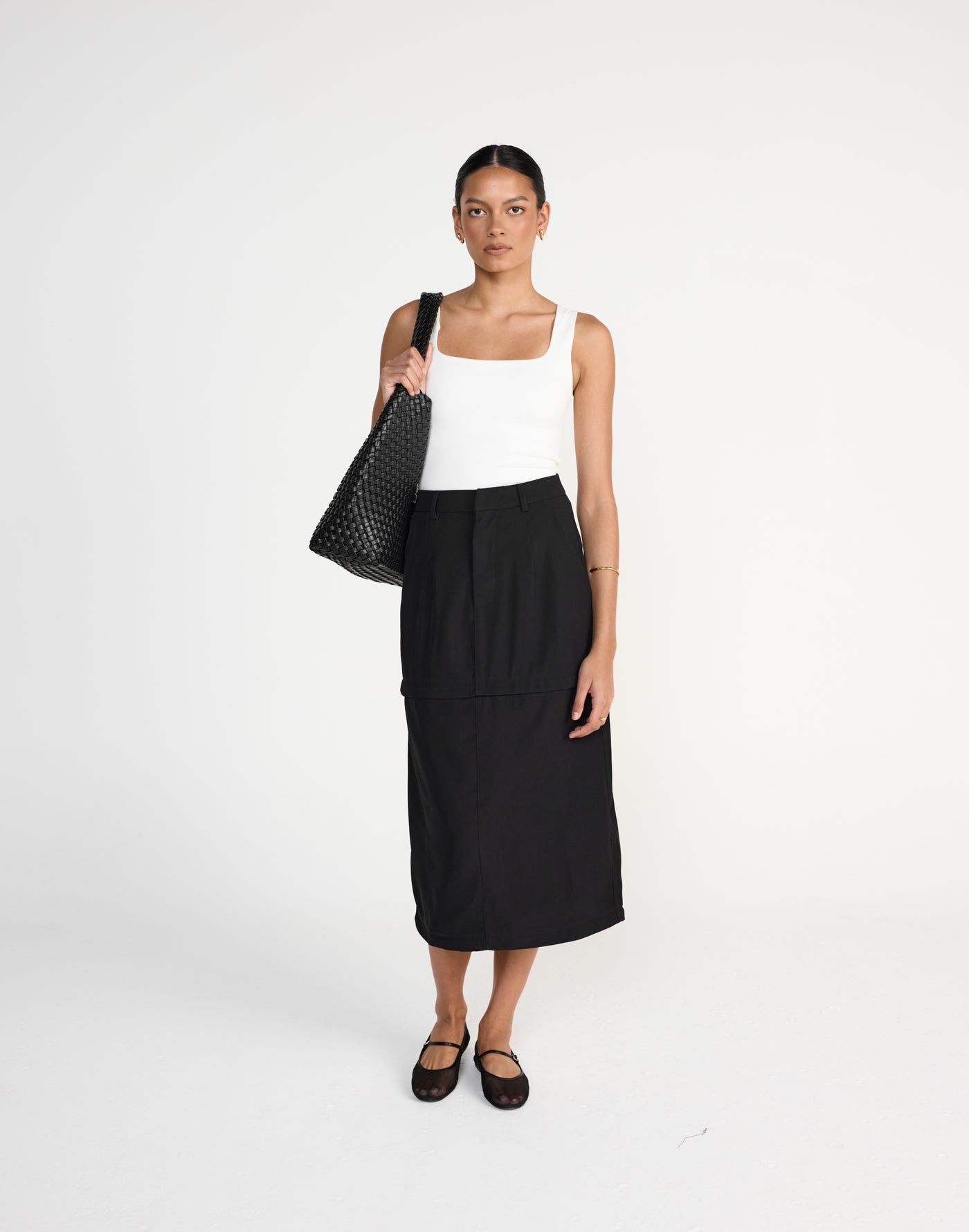 Cerese Skirt (Black) | CHARCOAL EXCLUSIVE | Versatile convertible maxi skirt that converts to mini - Women's Skirt - Charcoal Clothing